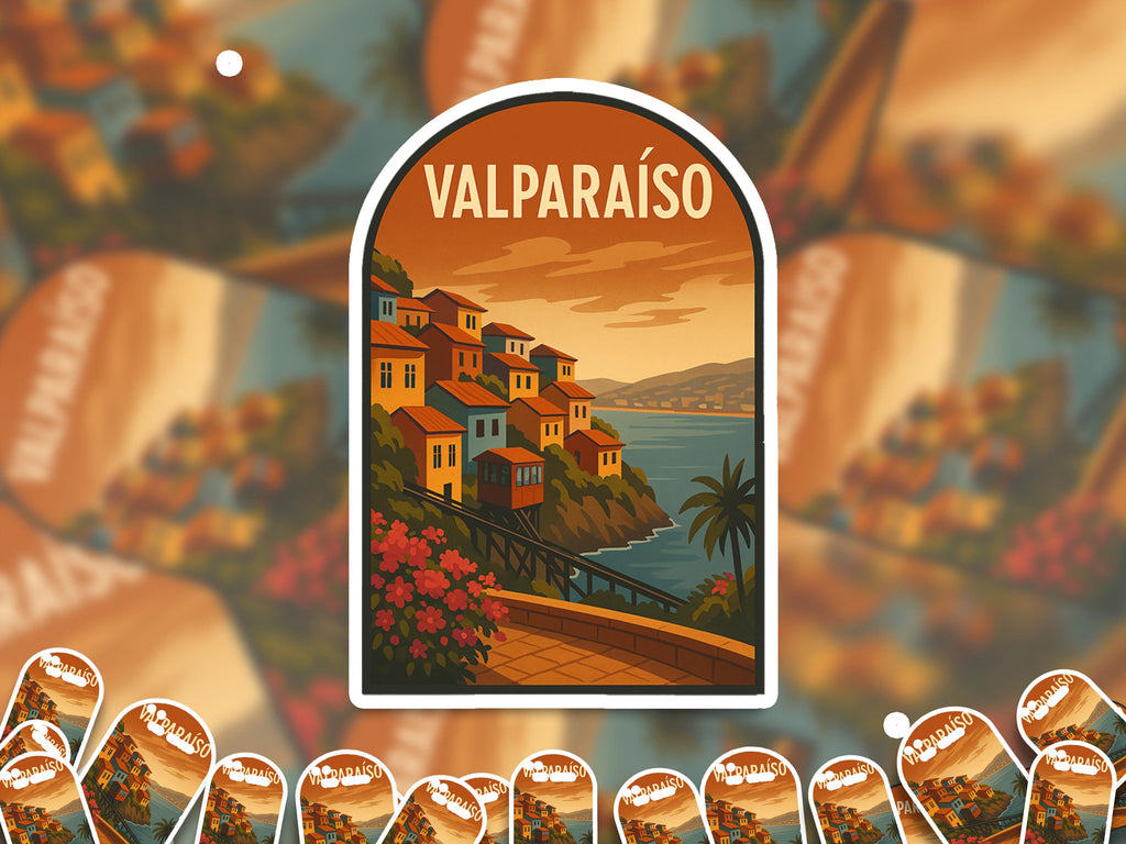 Valparaiso Chile Sticker, Vintage City Vinyl Decal, Retro Travel Lover Collection, Journal Scrapbook