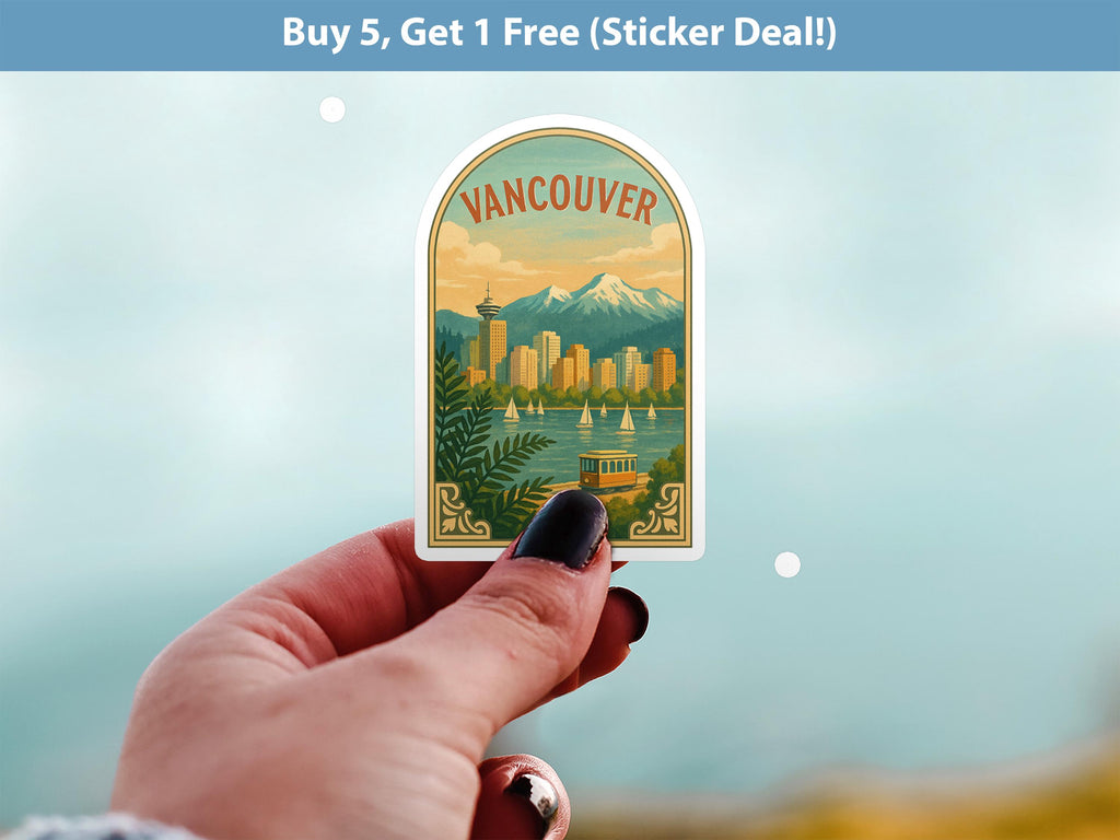 Vancouver British Columbia Sticker, Vintage City Vinyl Decal, Retro Travel Lover Collection, Journal Scrapbook