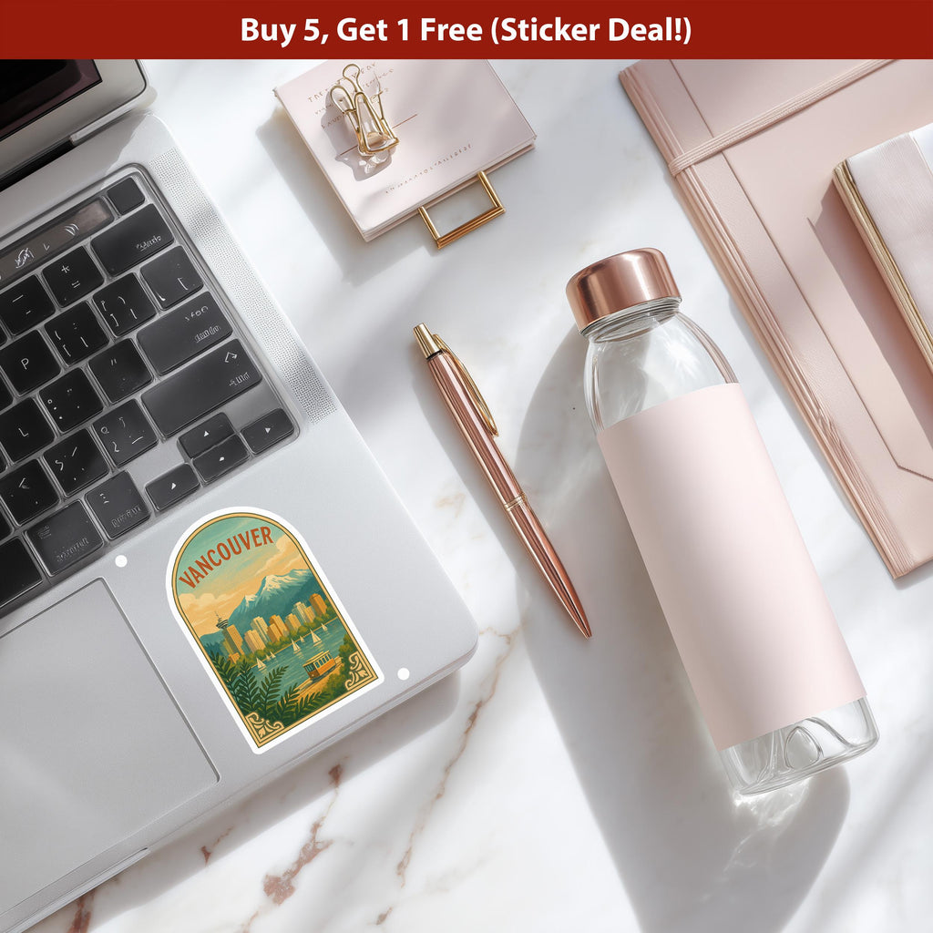 Vancouver British Columbia Sticker, Vintage City Vinyl Decal, Retro Travel Lover Collection, Journal Scrapbook