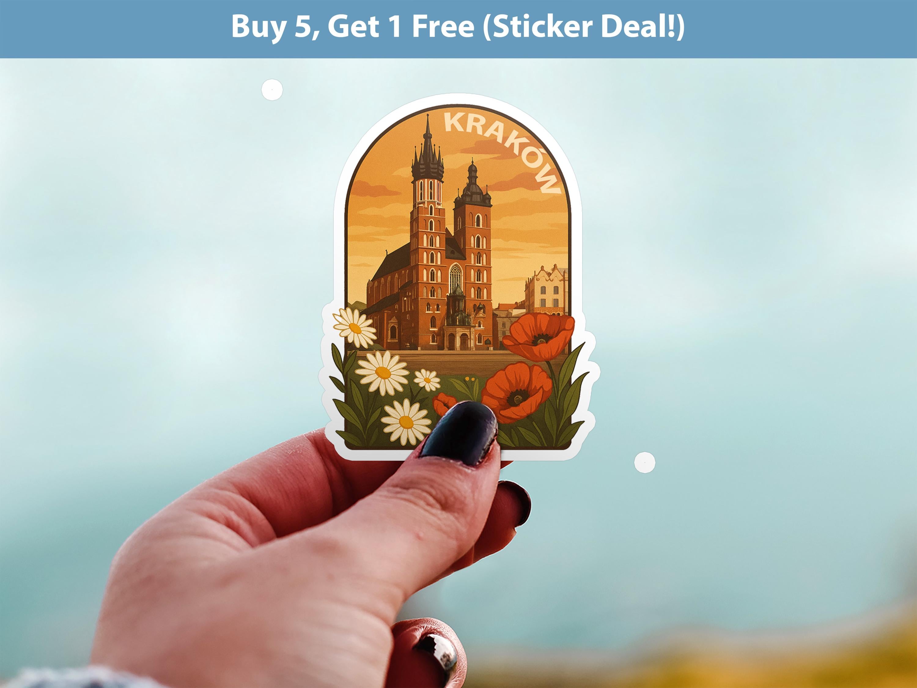 Krakow Poland Sticker, Vintage City Vinyl Decal, Retro Travel Lover Collection, Journal Scrapbook
