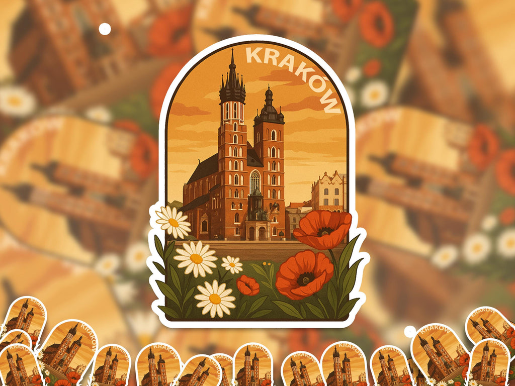 Krakow Poland Sticker, Vintage City Vinyl Decal, Retro Travel Lover Collection, Journal Scrapbook