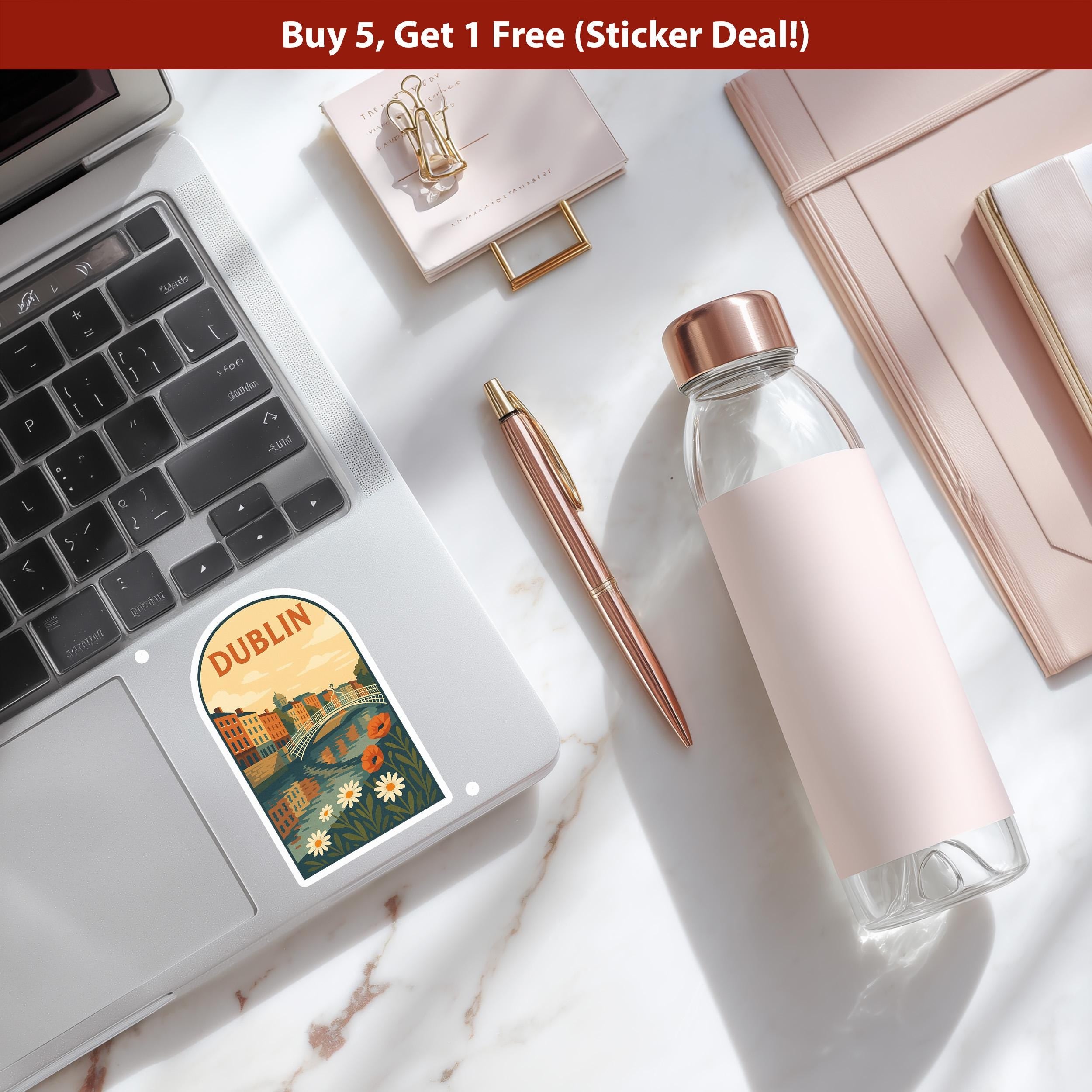 Dublin Sticker Ireland, Vintage City Vinyl Decal, Retro Travel Lover Collection, Journal Scrapbook