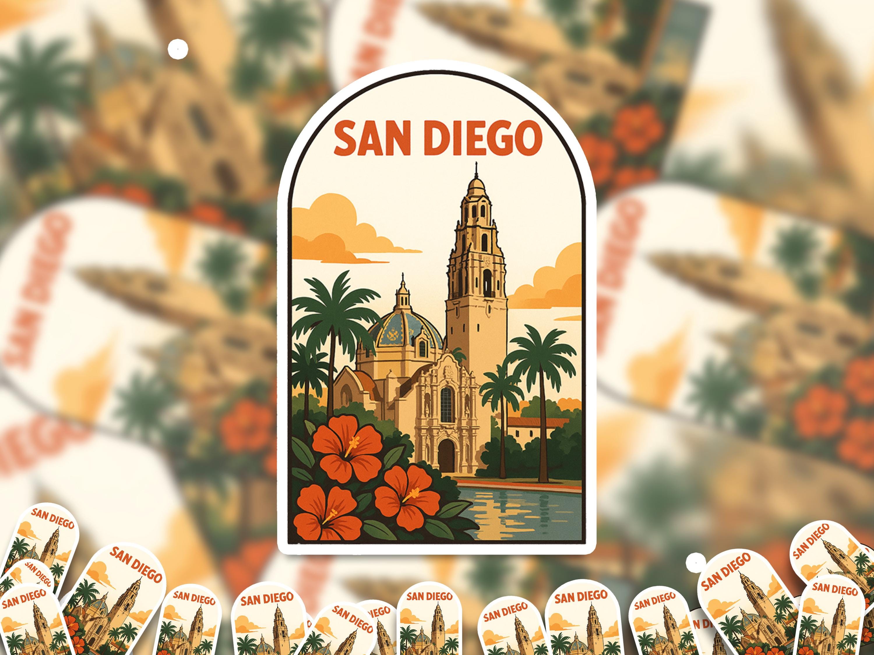 San Diego California Sticker, Vintage City Vinyl Decal, Retro Travel Lover Collection, Journal Scrapbook