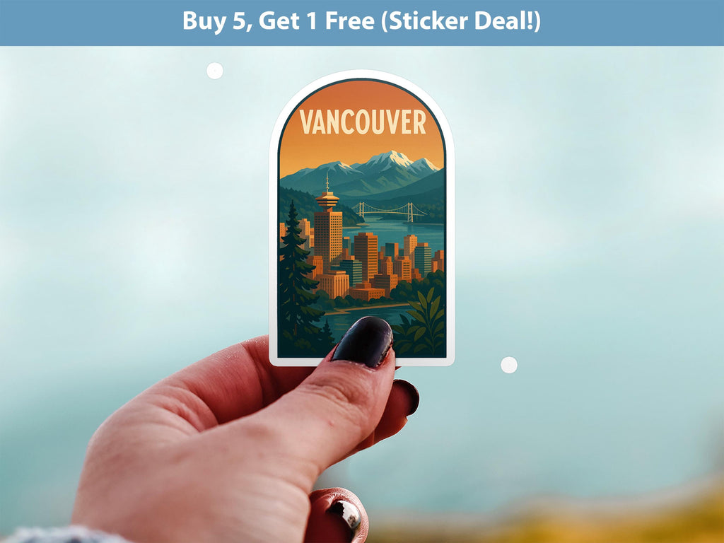Vancouver Sticker, Vintage City Vinyl Decal, Retro Travel Lover Collection, Journal Scrapbook