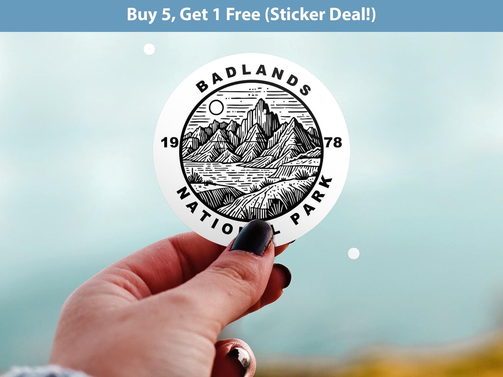 Badlands National Park Sticker, Kiss-Cut Vinyl, Waterproof USA Decal Badge Collection