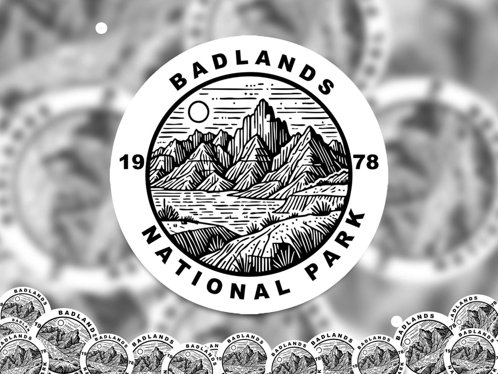 Badlands National Park Sticker, Kiss-Cut Vinyl, Waterproof USA Decal Badge Collection