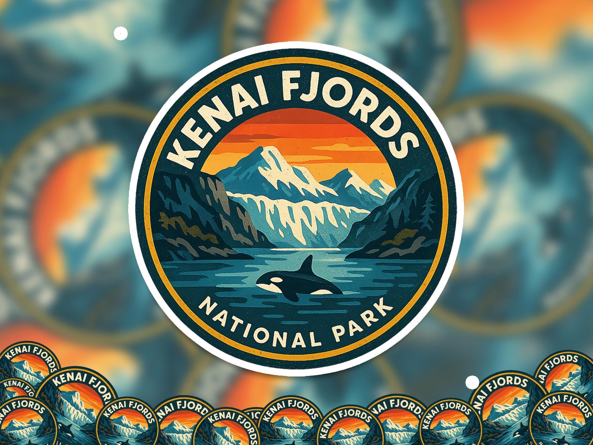Kenai Fjord National Park Sticker, Retro Vinyl Waterproof Decal, Vintage USA Travel Collection