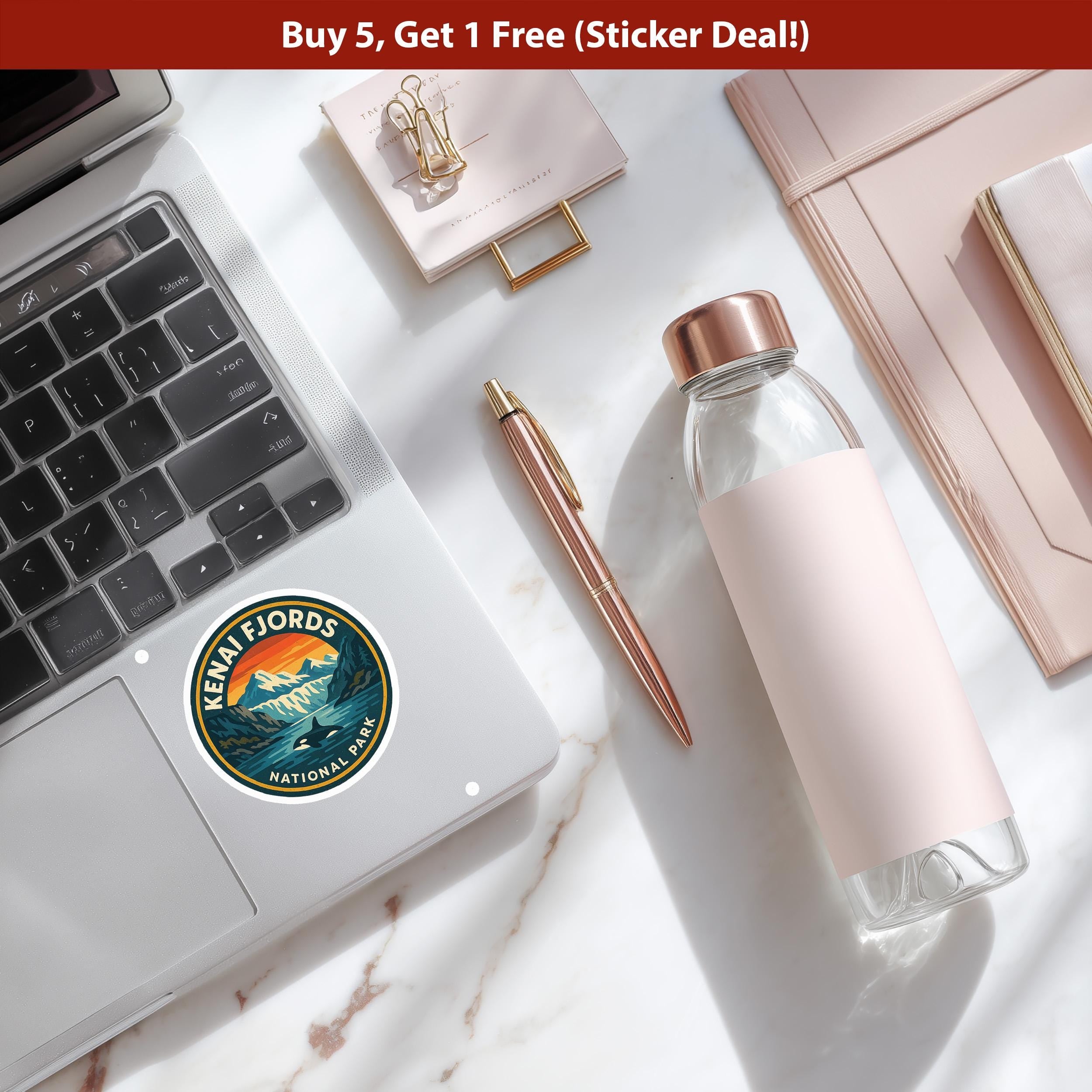 Kenai Fjord National Park Sticker, Retro Vinyl Waterproof Decal, Vintage USA Travel Collection