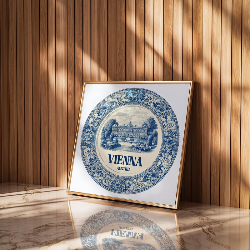 Vienna Austria Wall Art, Vintage Delft Blue Poster, City Print, Travel Home Decor