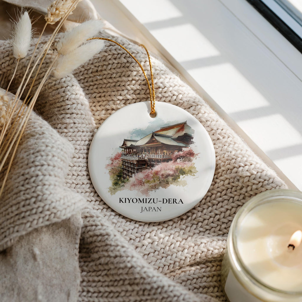 Kiyomizu-dera Japan Personalized Watercolor Ornament, Custom Ceramic Christmas gift, Travel Keepsake