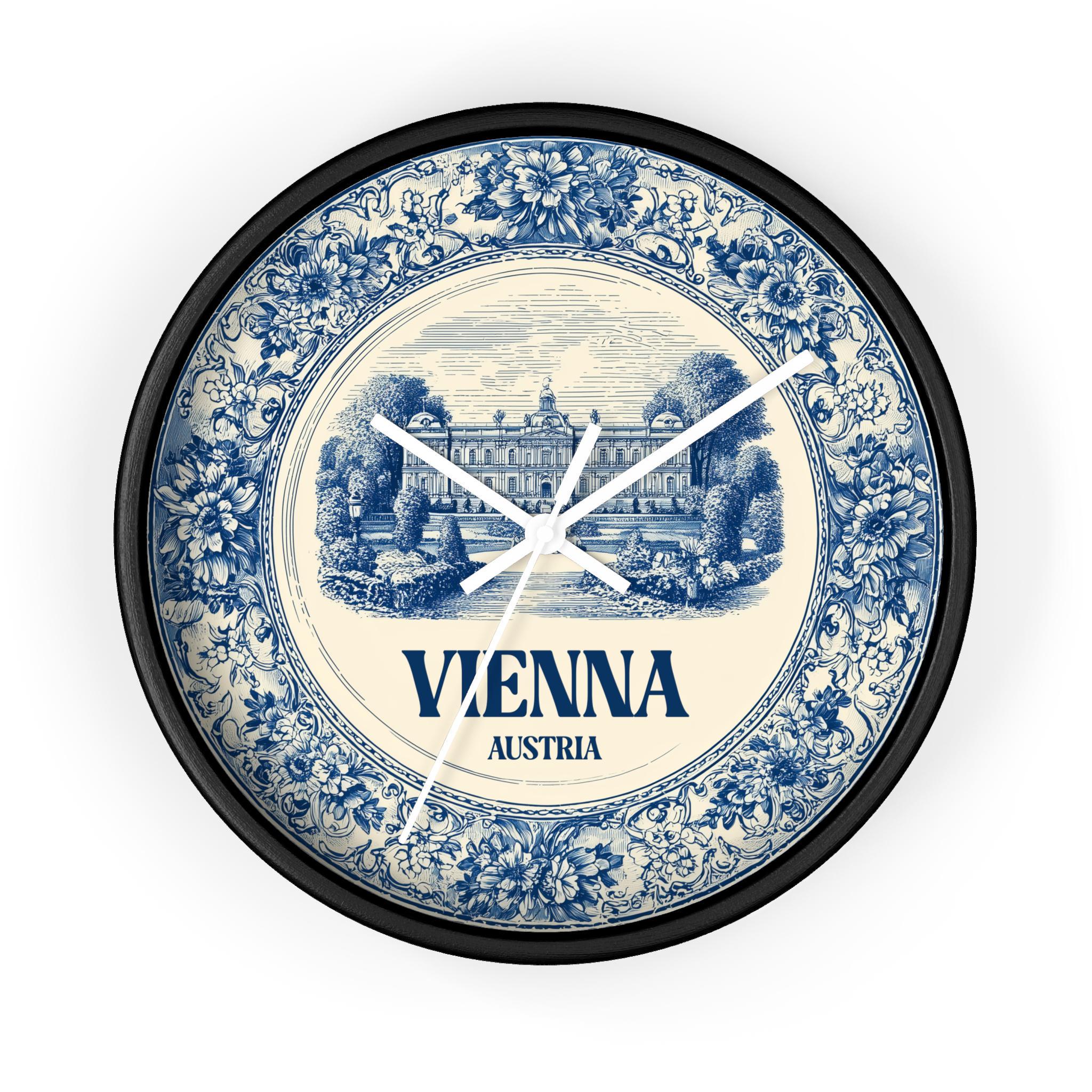 Vienna Austria Wall Clock, Delf style Home Decor, Vintage City Travel Keepsake Art