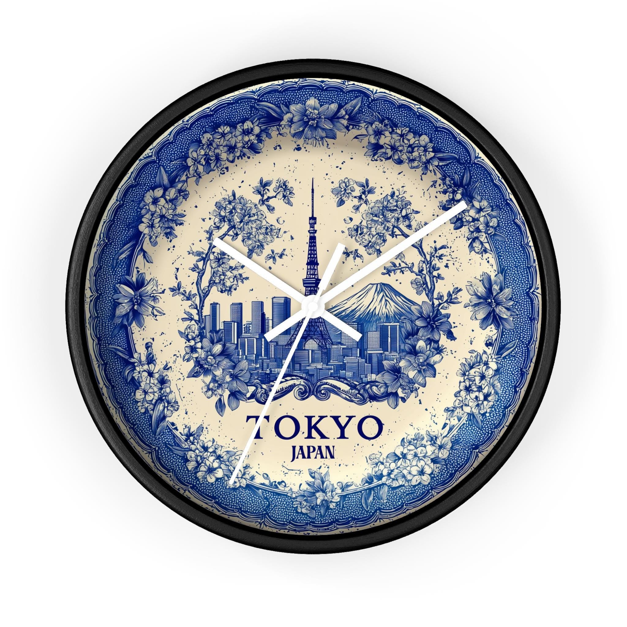 Tokyo Japan Wall Clock, Delf style Home Decor, Vintage City Travel Keepsake Art