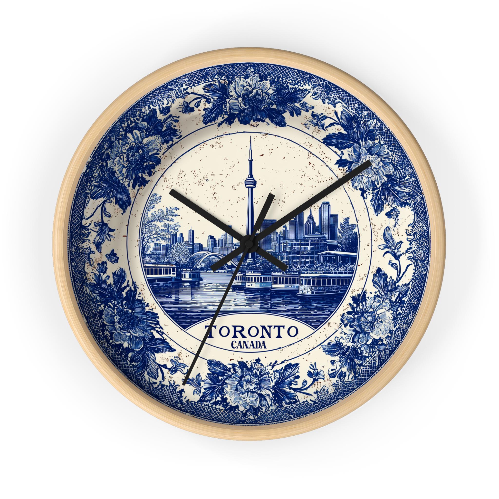 Toronto Canada Wall Clock, Delf style Home Decor, Vintage City Travel Keepsake Art