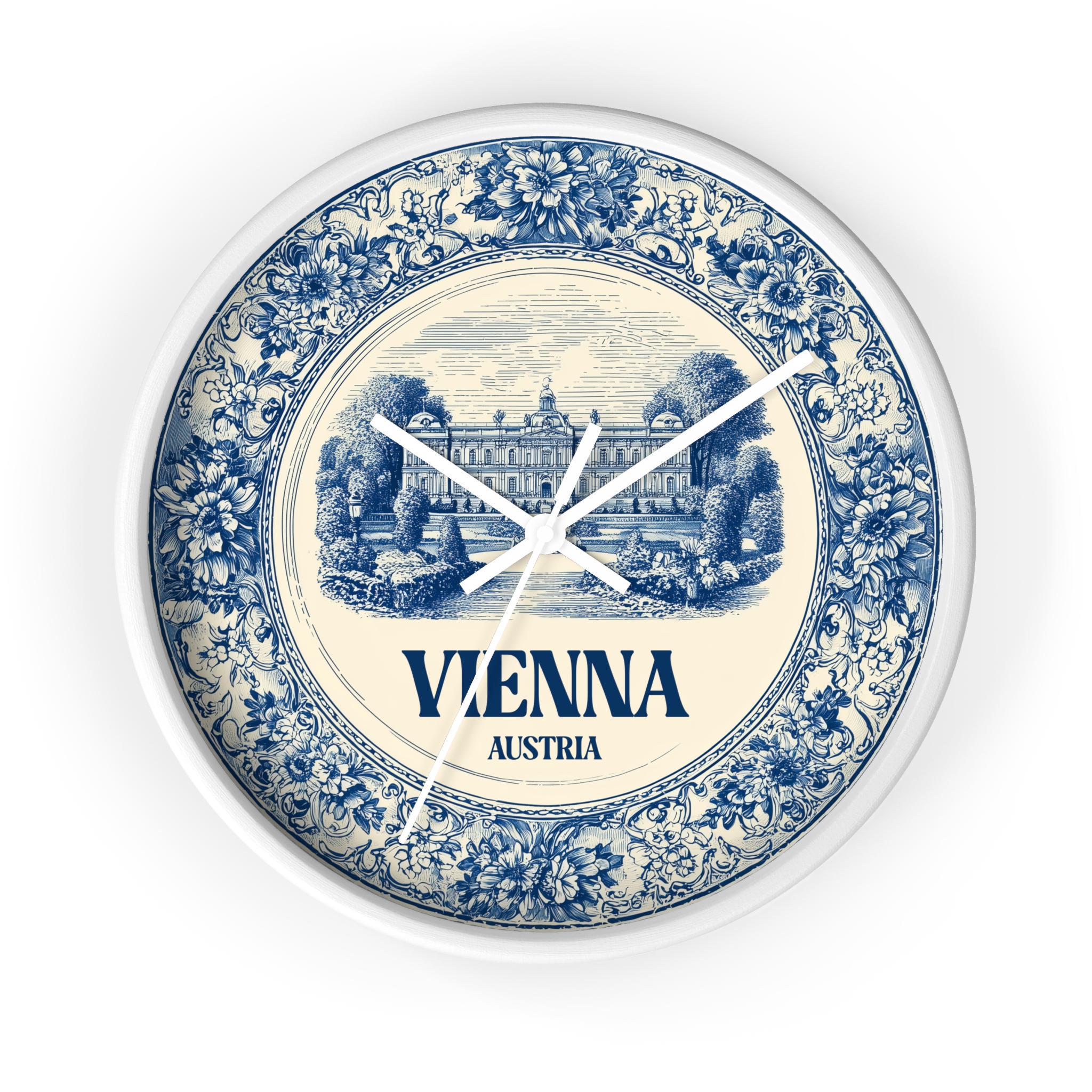 Vienna Austria Wall Clock, Delf style Home Decor, Vintage City Travel Keepsake Art