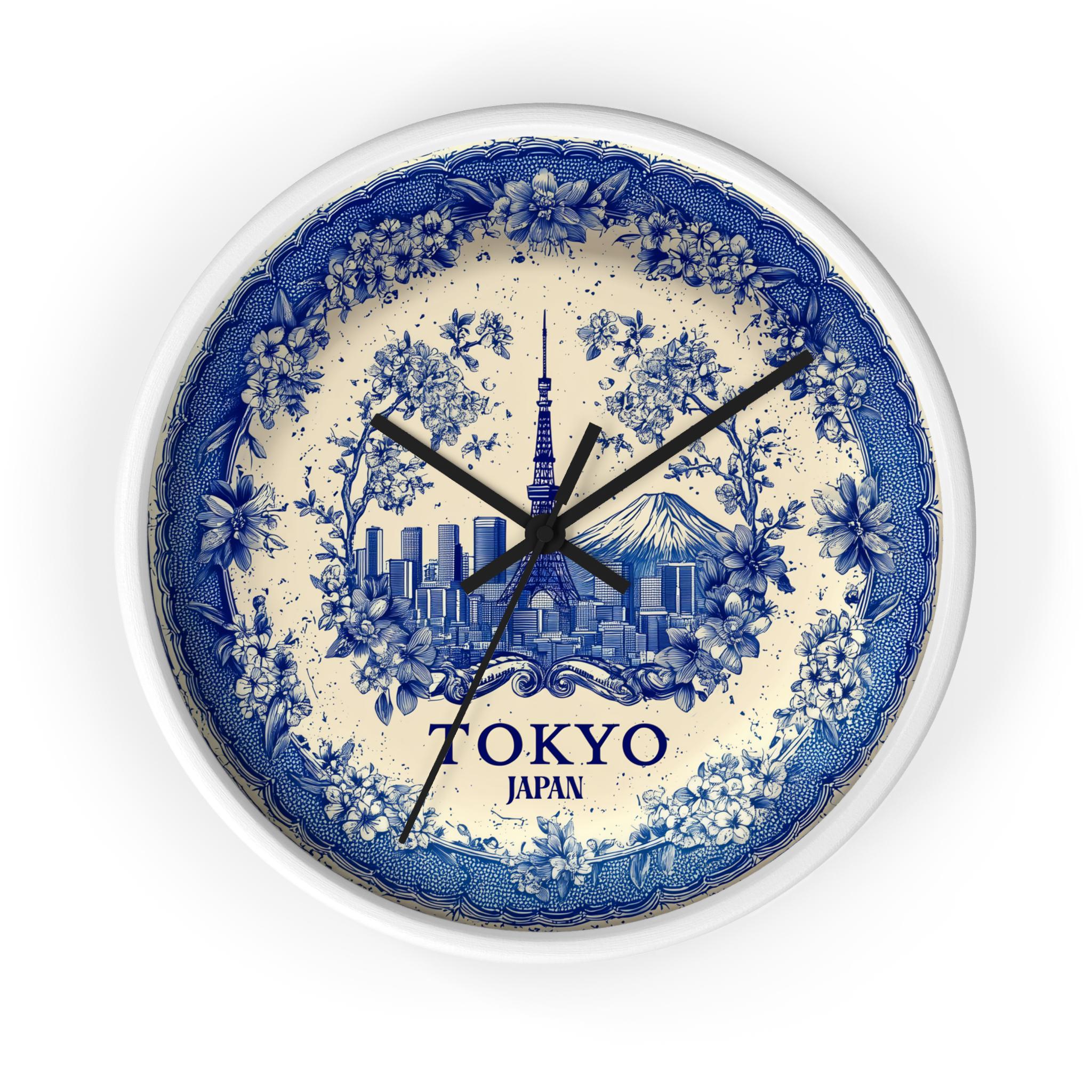 Tokyo Japan Wall Clock, Delf style Home Decor, Vintage City Travel Keepsake Art