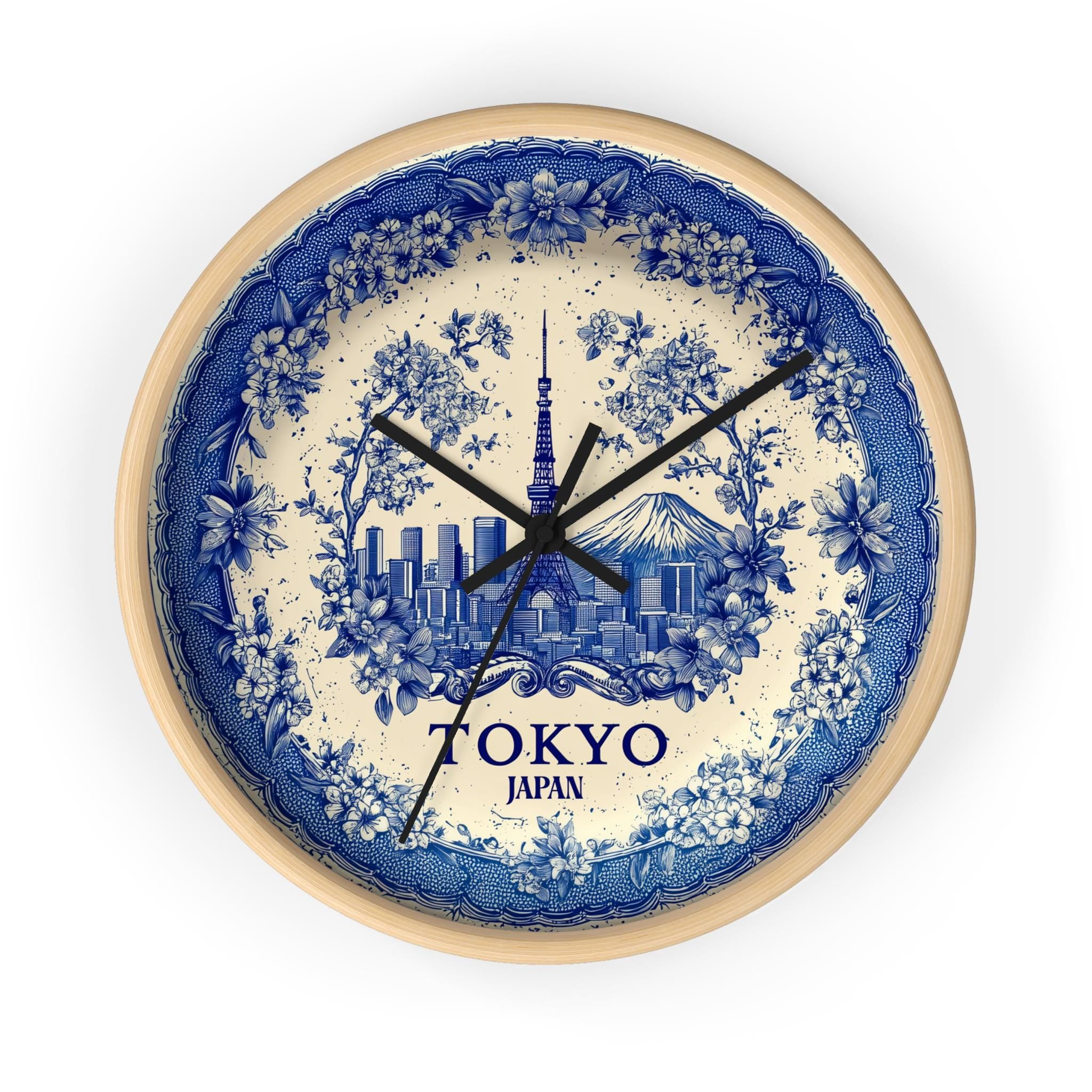 Tokyo Japan Wall Clock, Delf style Home Decor, Vintage City Travel Keepsake Art