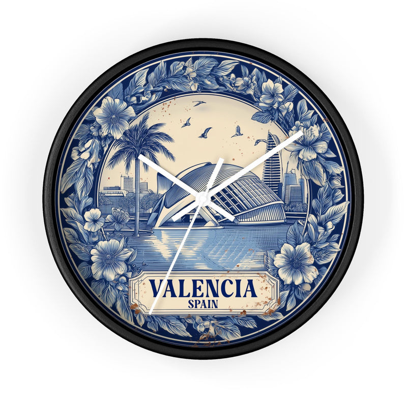 Valencia Spain Wall Clock, Delft style Home Decor, Vintage City Travel Keepsake Art
