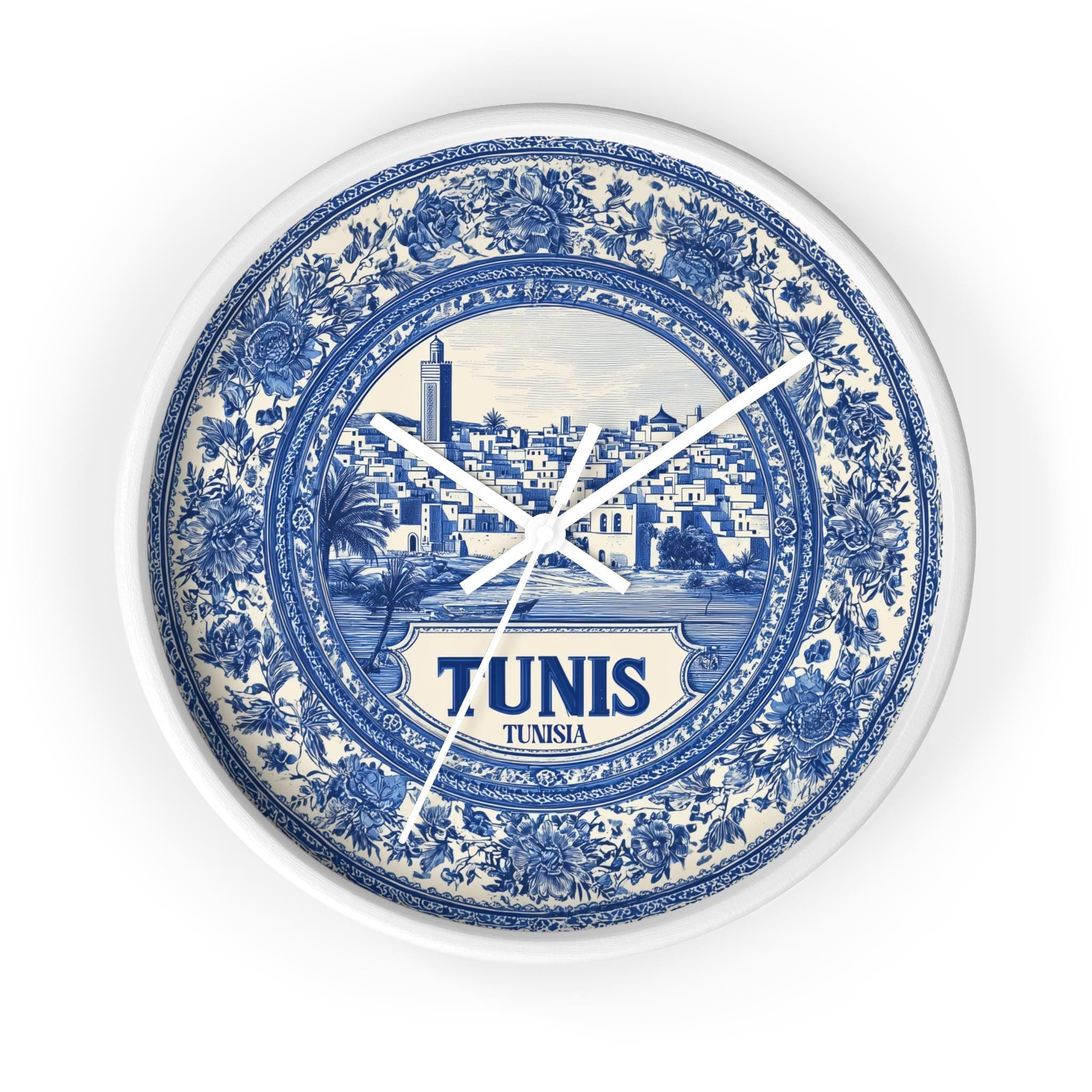 Tunis Tunisia Wall Clock, Delf style Home Decor, Vintage City Travel Keepsake Art