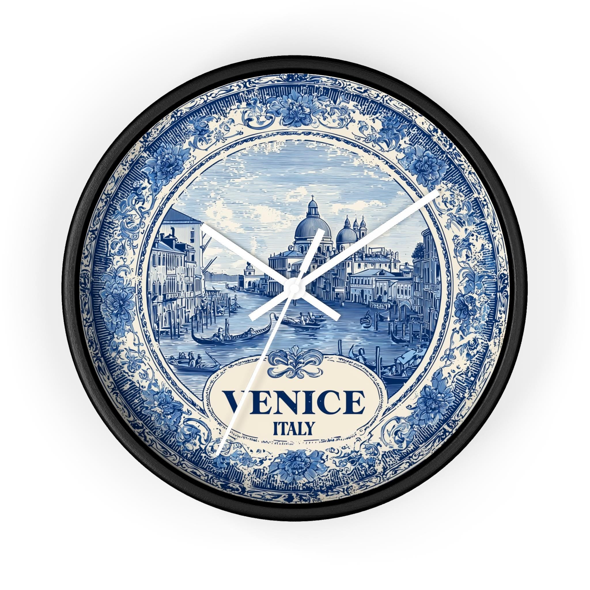 Venice Italy Wall Clock, Delf style Home Decor, Vintage City Travel Keepsake Art