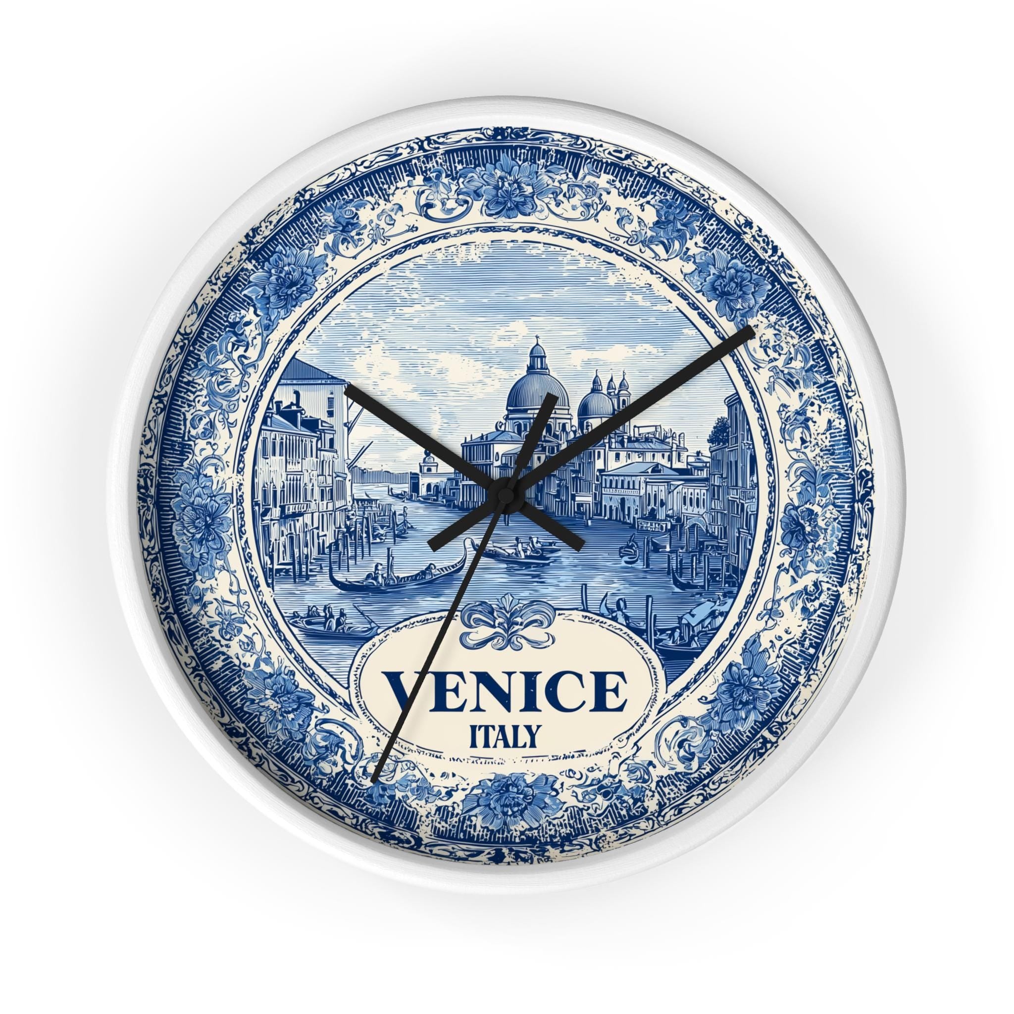 Venice Italy Wall Clock, Delf style Home Decor, Vintage City Travel Keepsake Art