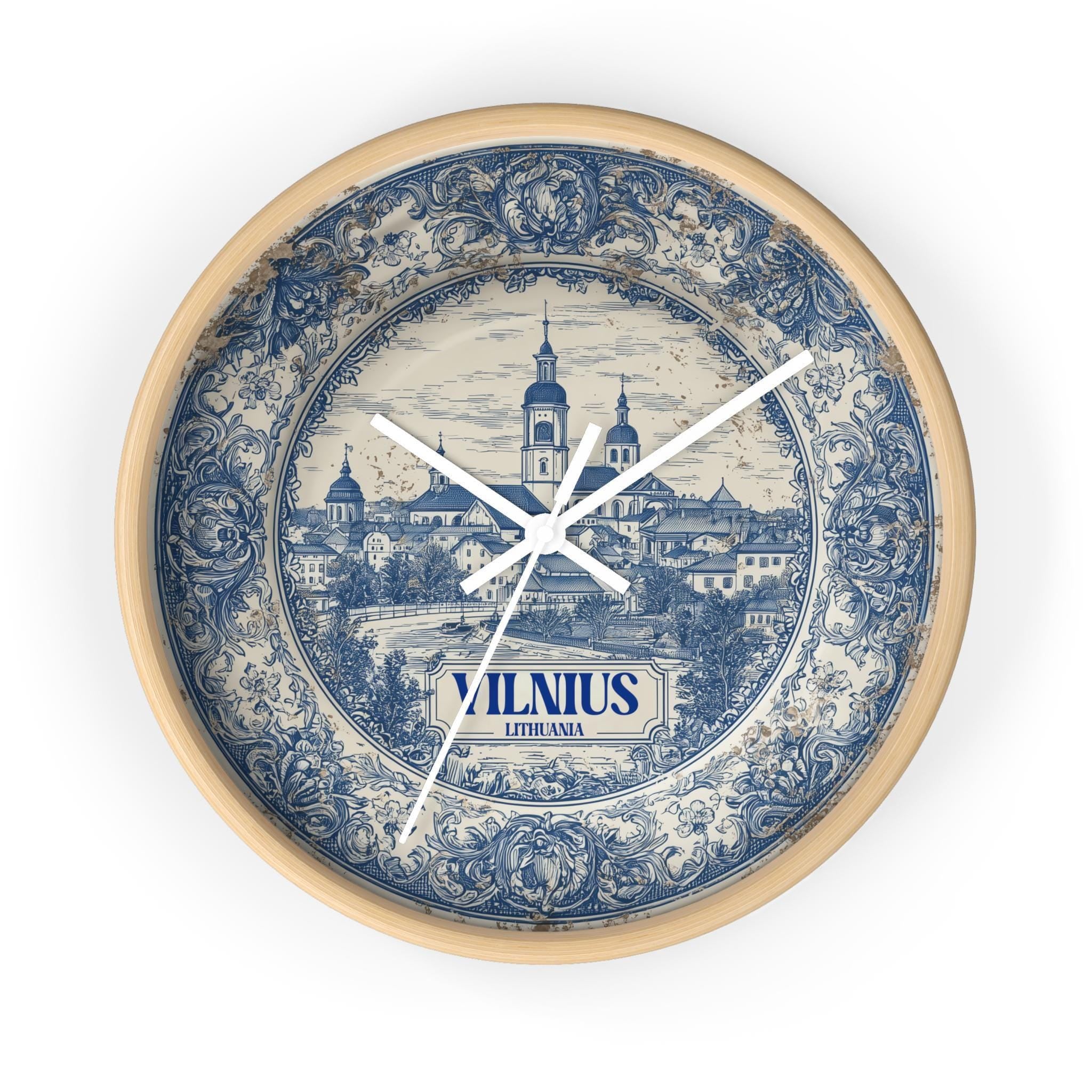 Vilnius Lithuania Wall Clock, Delf style Home Decor, Vintage City Travel Keepsake Art
