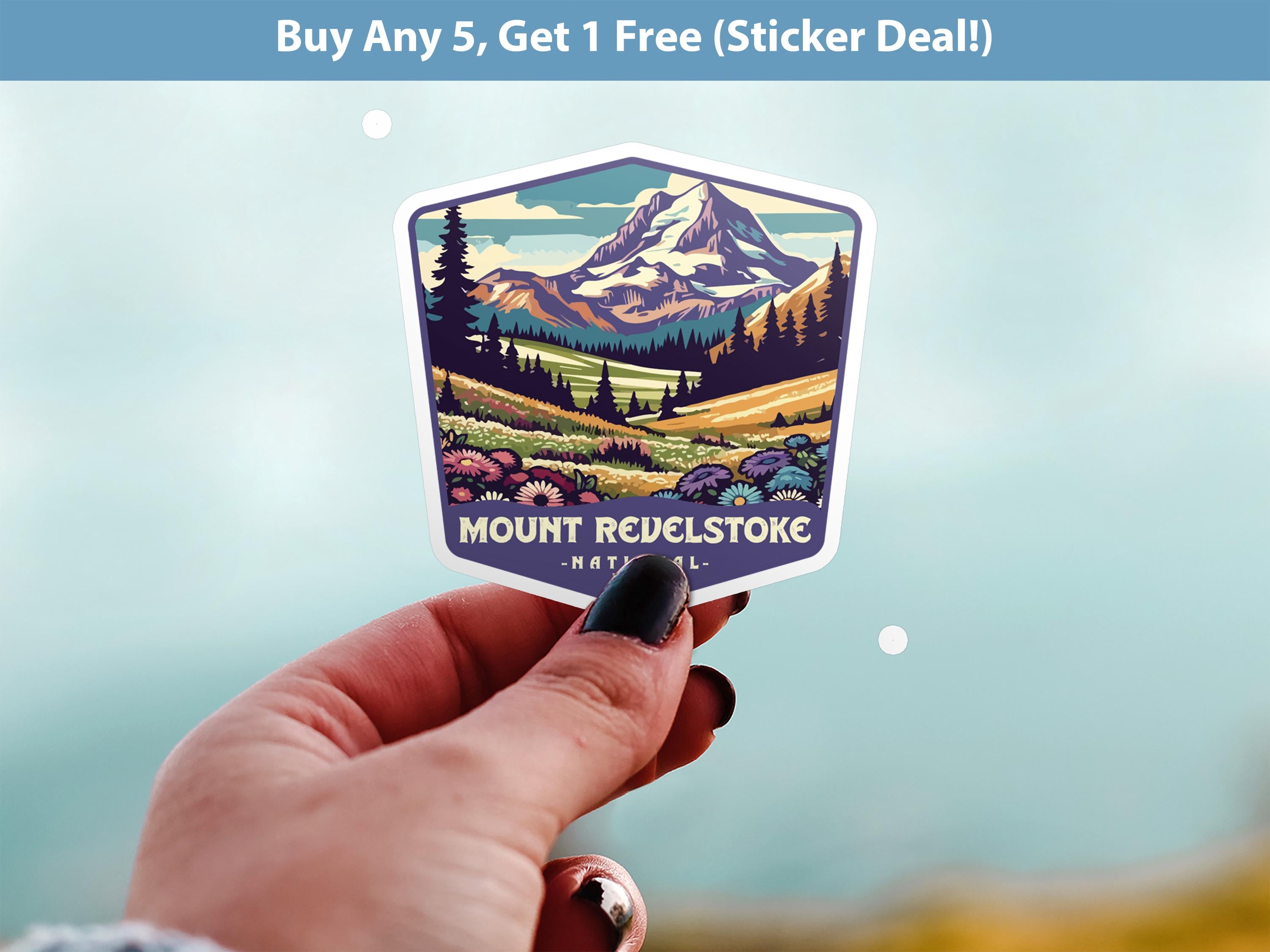 Mount Revelstoke National Park Sticker, Vinyl Canada British Columbia, Retro Water Bottle Decal Hiking