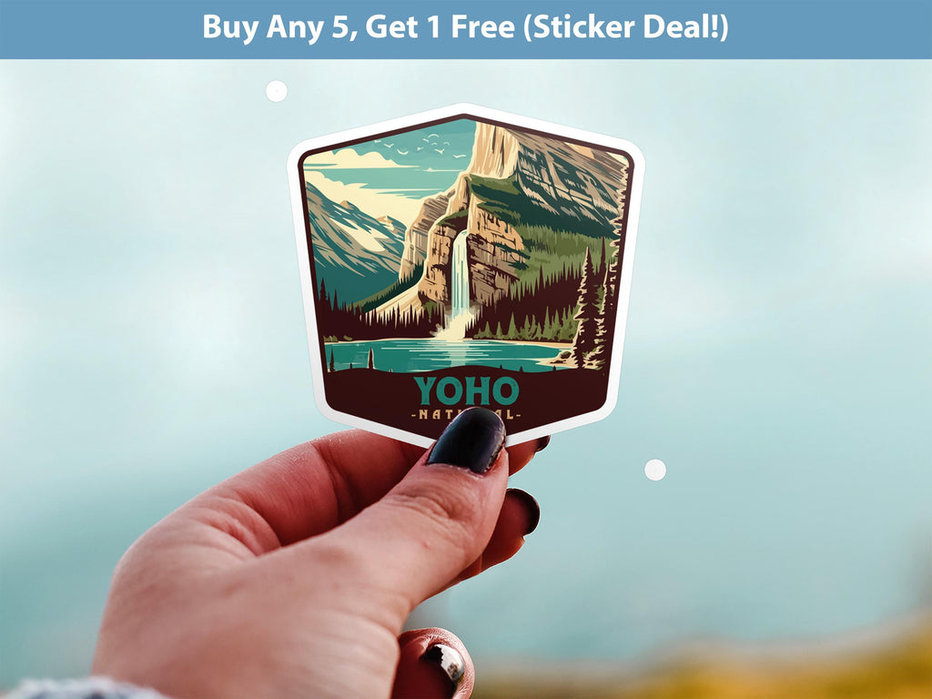 Yoho National Park Sticker, Vinyl Canada British Columbia, Retro Water Bottle Decal Hiking