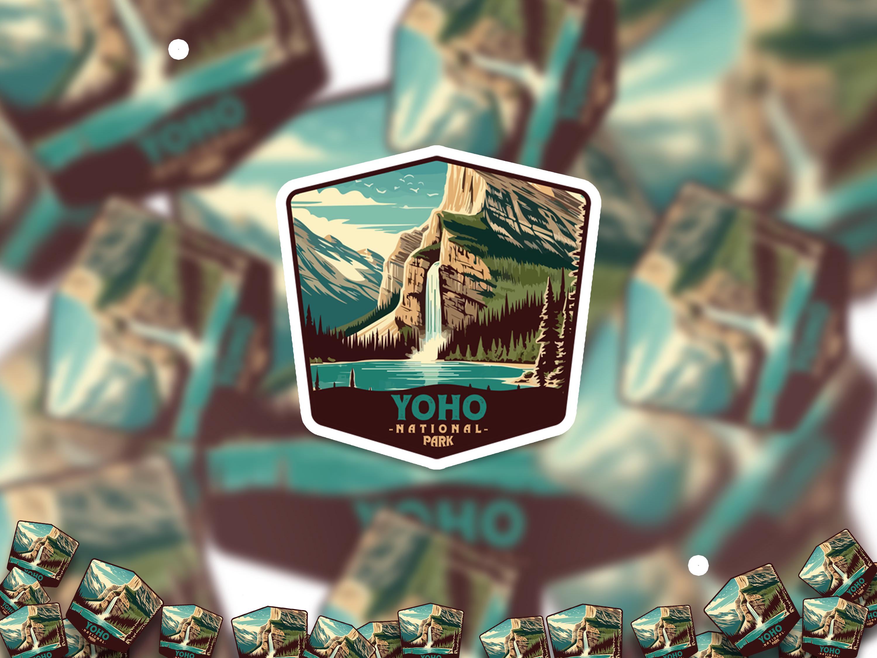 Yoho National Park Sticker, Vinyl Canada British Columbia, Retro Water Bottle Decal Hiking
