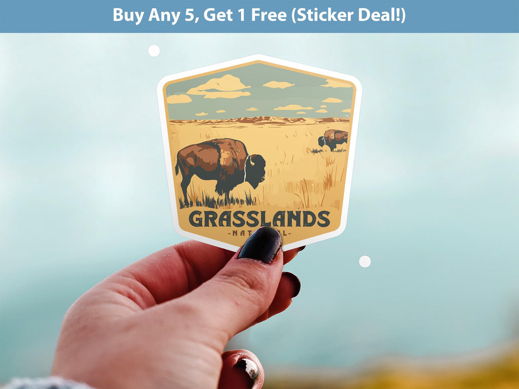 Grasslands National Park Sticker, Vinyl Canada Saskatchewan, Retro Water Bottle Decal Hiking