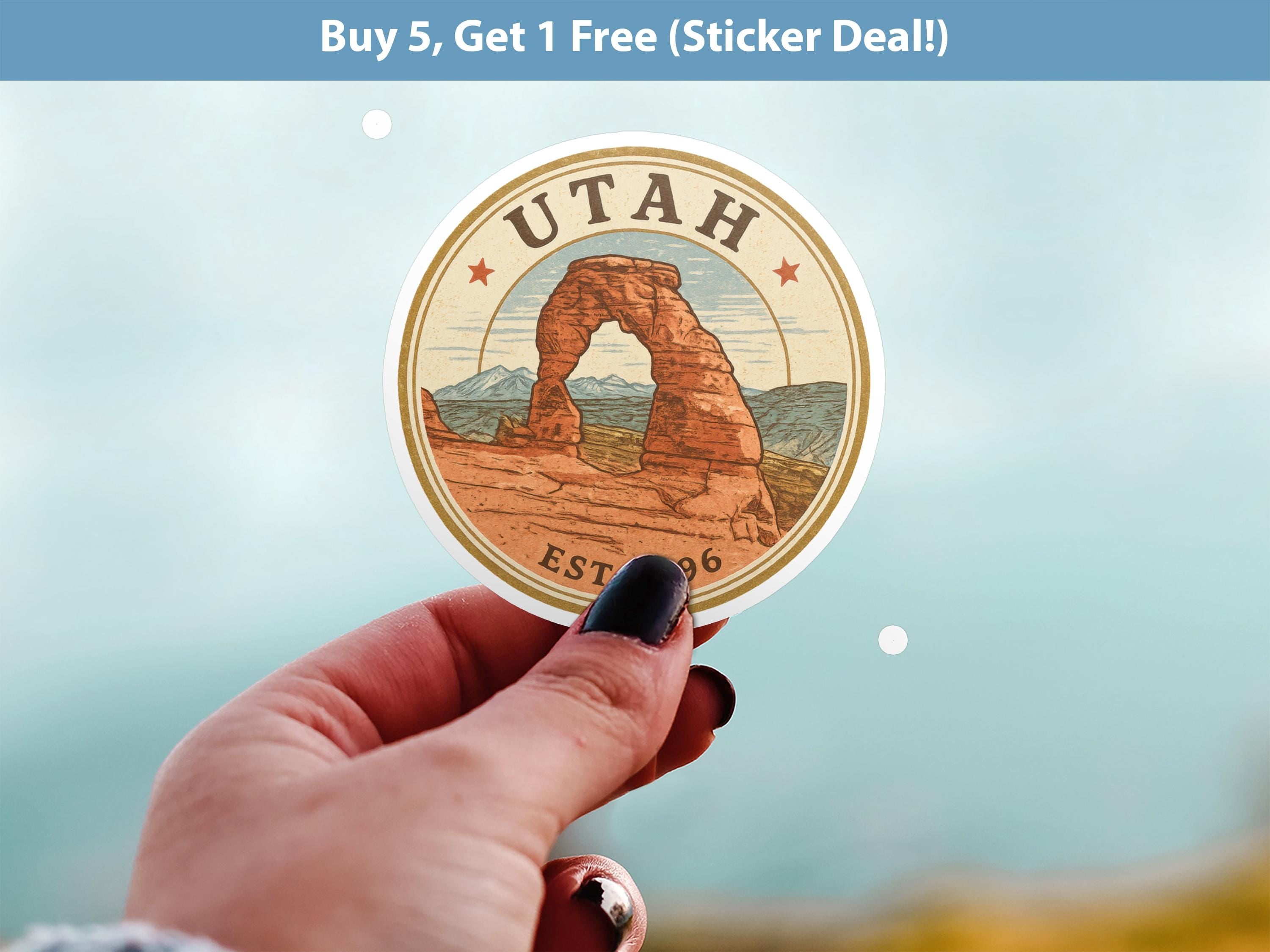 Utah Sticker, Vintage US States Retro Decal, Waterproof Retro Travel Collection for Laptop Tumbler