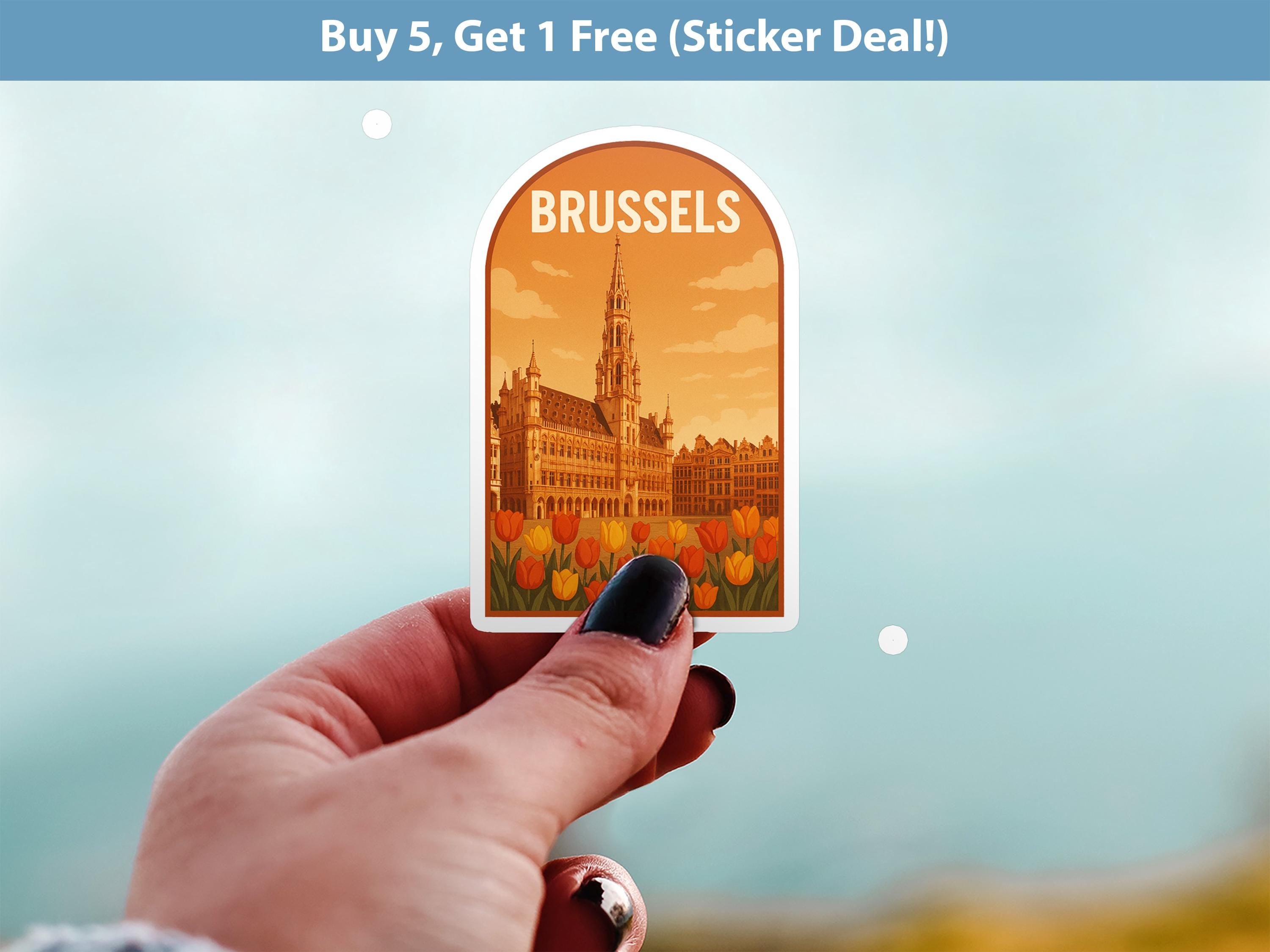 Brussels Belgium Sticker, Vintage City Vinyl Decal, Retro Travel Lover Collection, Journal Scrapbook