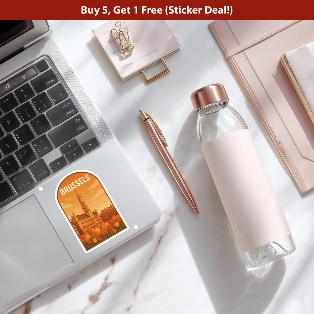 Brussels Belgium Sticker, Vintage City Vinyl Decal, Retro Travel Lover Collection, Journal Scrapbook