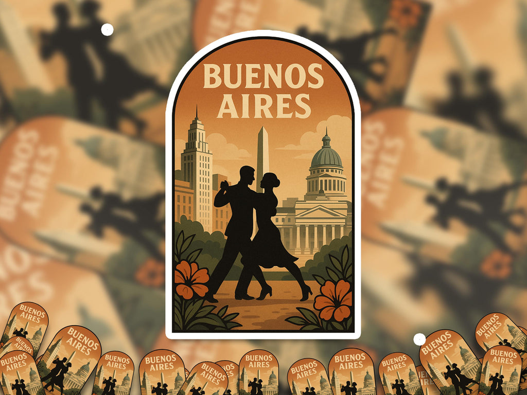 Buenos Aires Argentina Sticker, Vintage City Vinyl Decal, Retro Travel Lover Collection, Journal Scrapbook