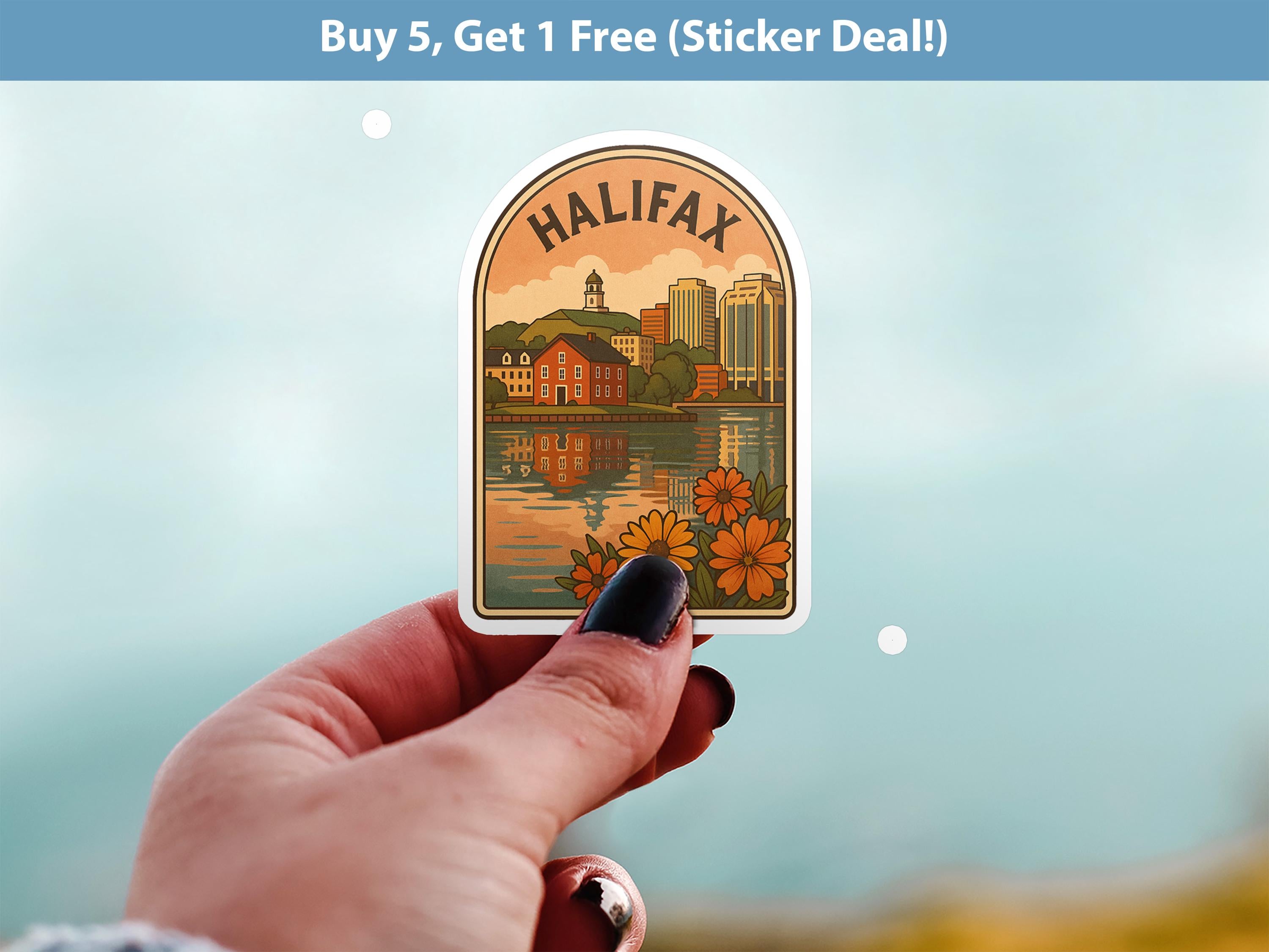 Halifax Canada Sticker, Vintage City Vinyl Decal, Retro Travel Lover Collection, Journal Scrapbook