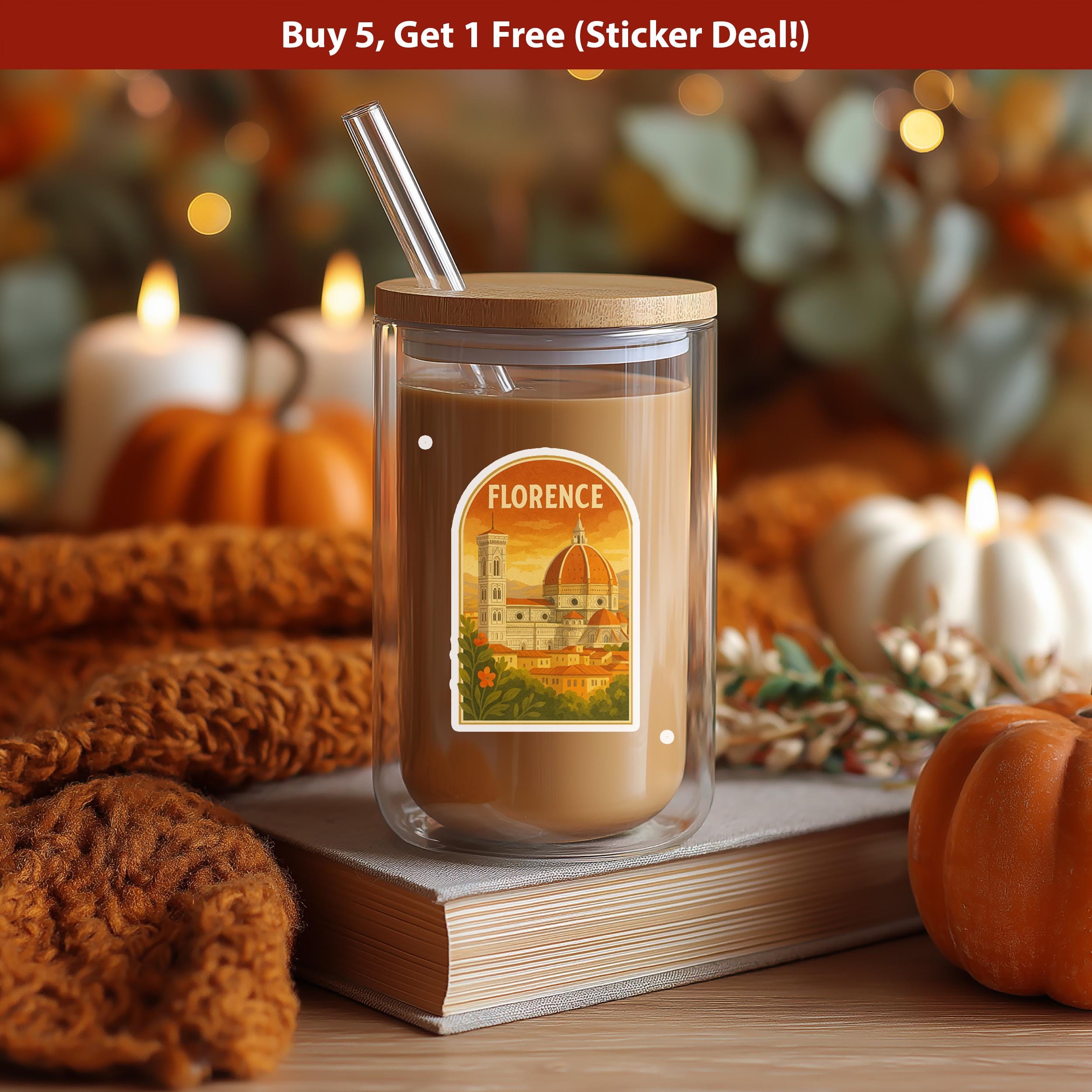 Florence Italy Sticker, Vintage City Vinyl Decal, Retro Travel Lover Collection, Journal Scrapbook