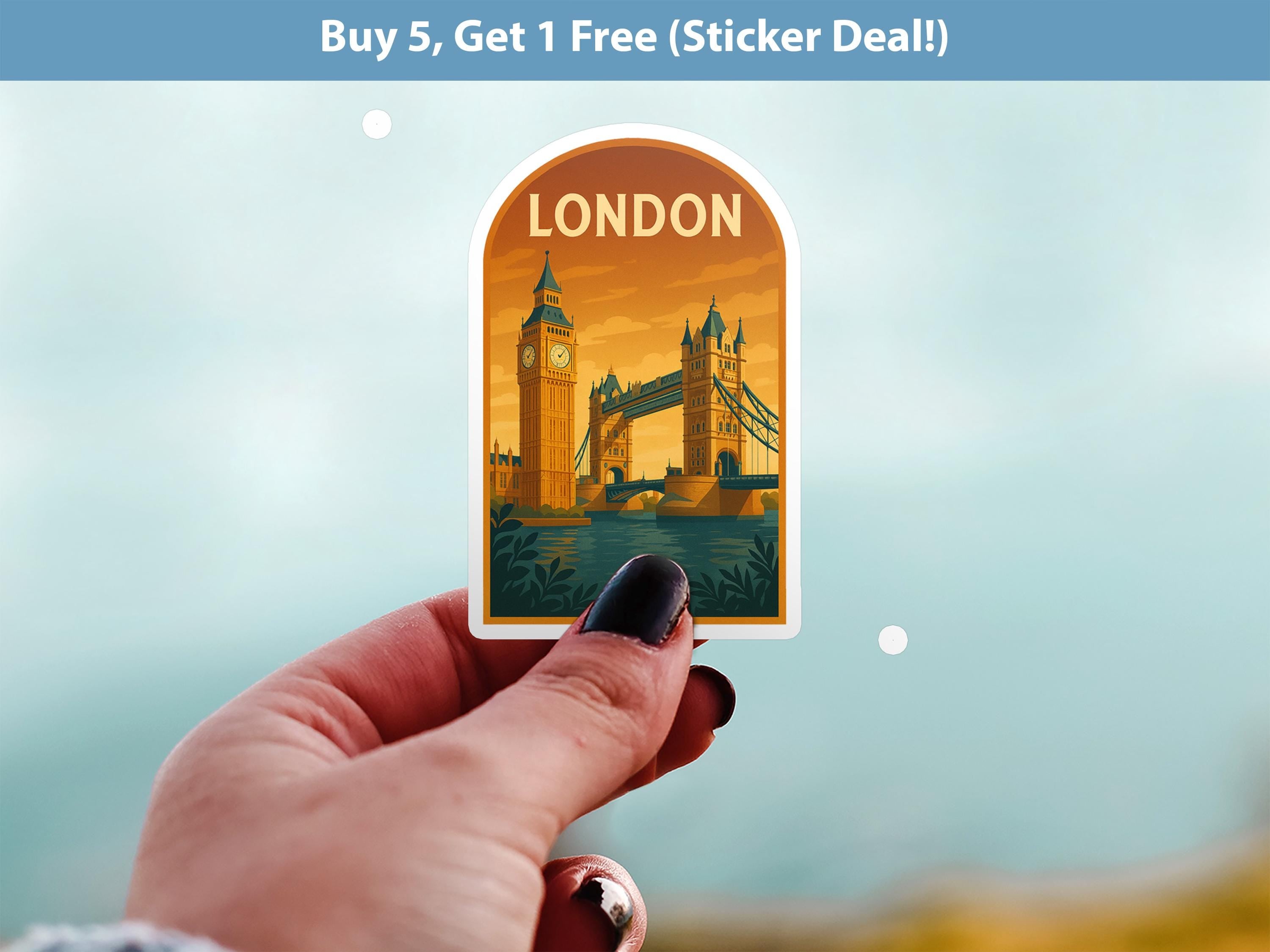 London UK Sticker, Vintage City Vinyl Decal, Retro Travel Lover Collection, Journal Scrapbook