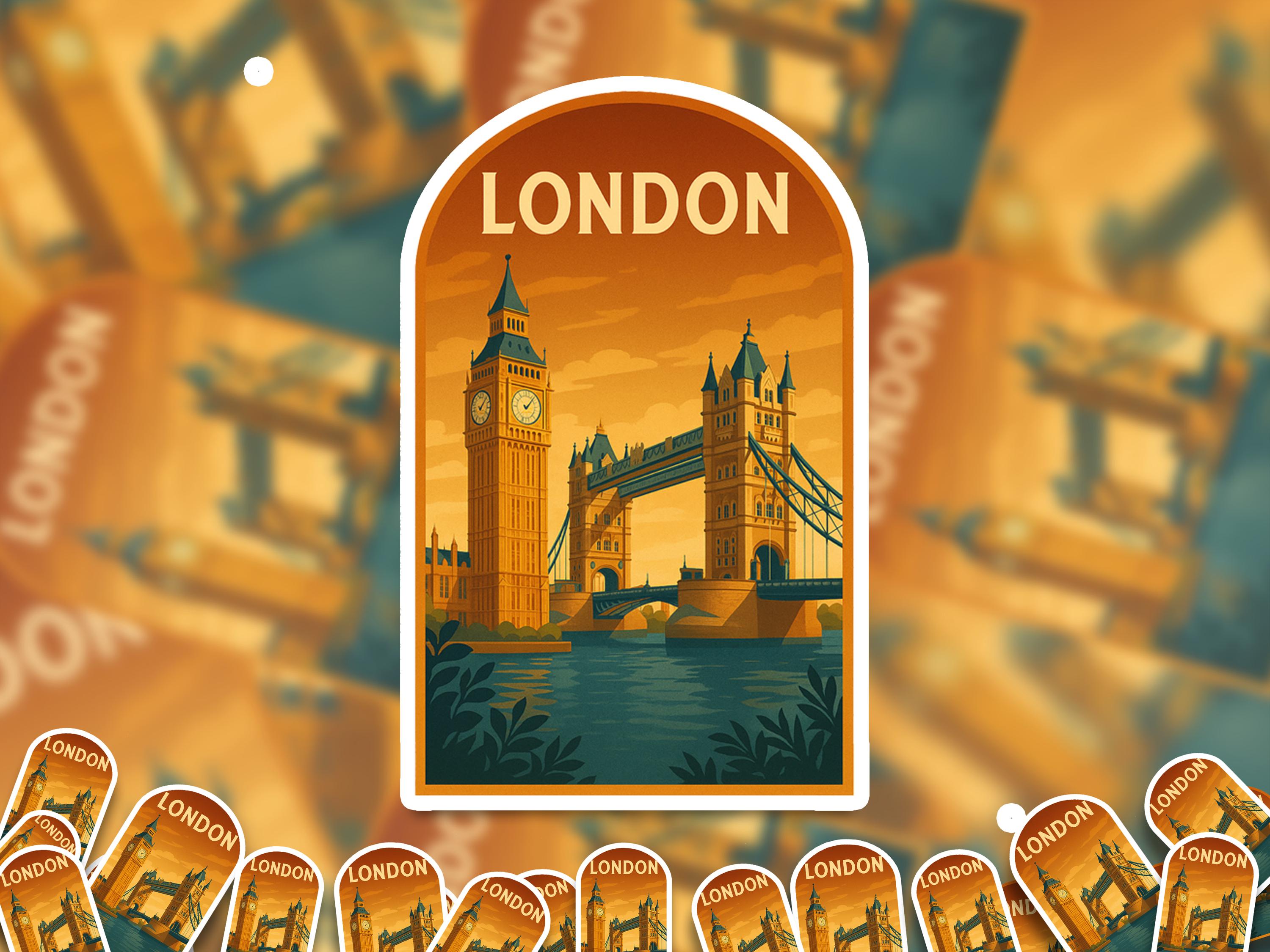 London UK Sticker, Vintage City Vinyl Decal, Retro Travel Lover Collection, Journal Scrapbook
