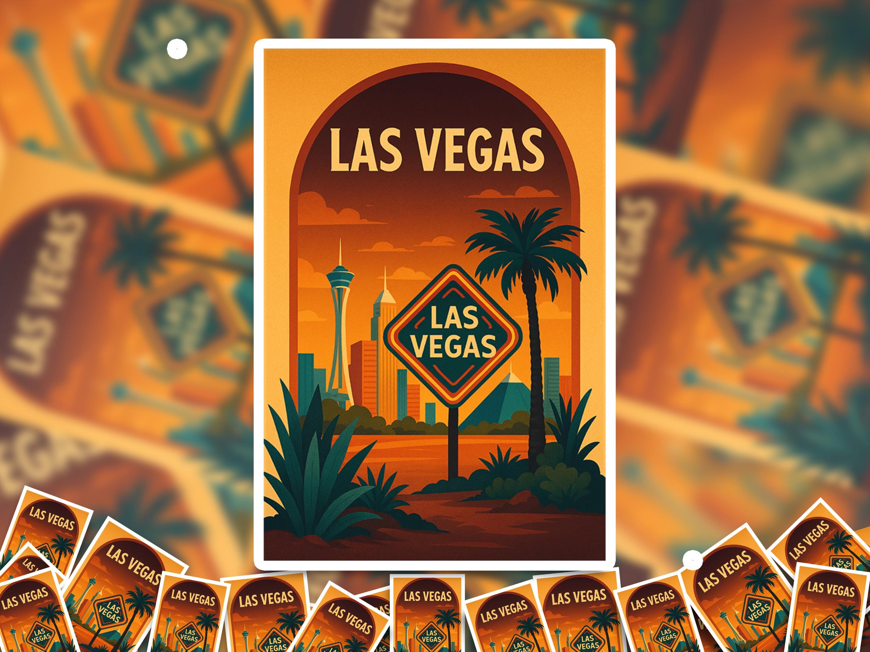 Las Vegas Sticker, Nevada Vintage City Vinyl Decal, Retro Travel Lover Collection, Journal Scrapbook