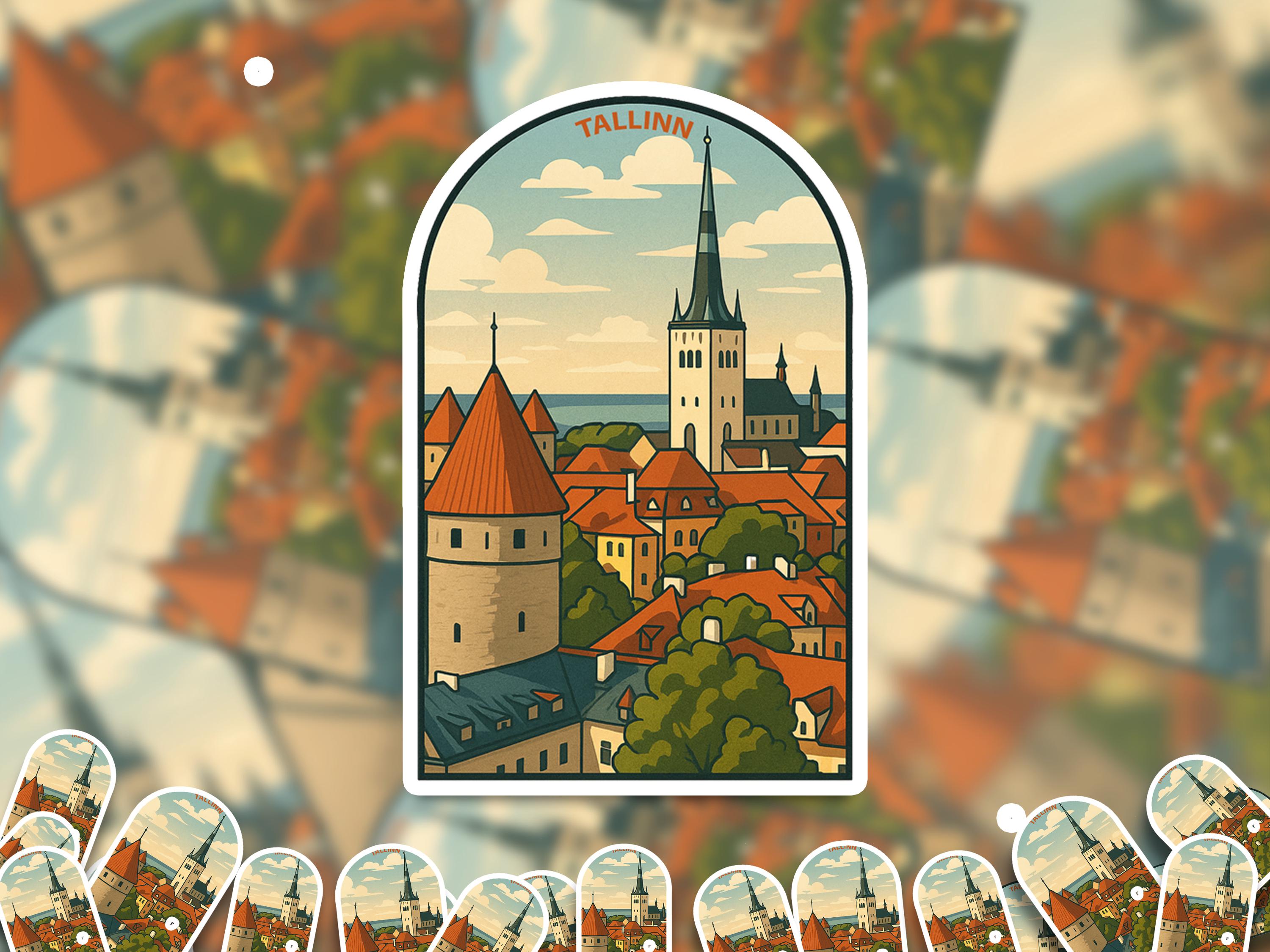 Tallinn Estonia Sticker, Vintage City Vinyl Decal, Retro Travel Lover Collection, Journal Scrapbook