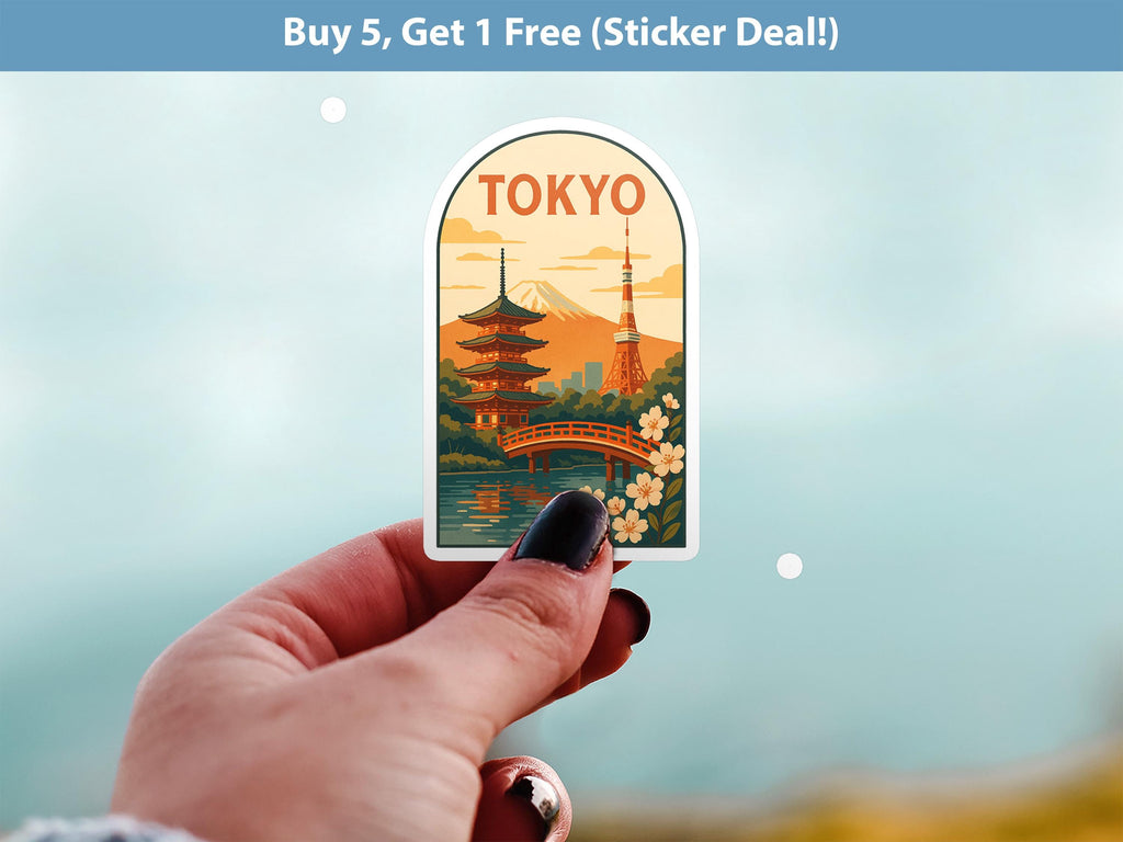 Tokyo Sticker Japan Decal, Vintage City Vinyl, Retro Travel Lover Collection, Journal Scrapbook