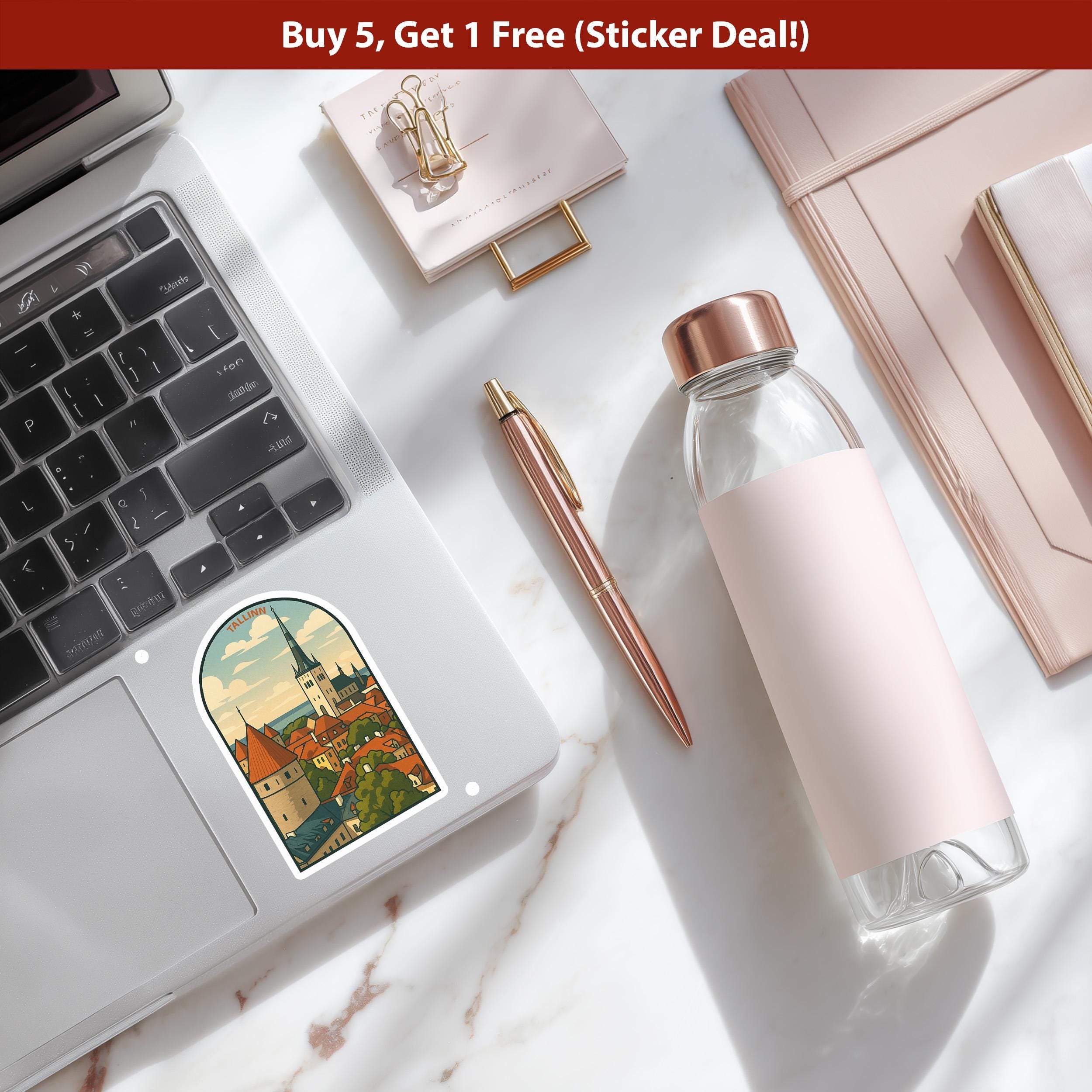 Tallinn Estonia Sticker, Vintage City Vinyl Decal, Retro Travel Lover Collection, Journal Scrapbook