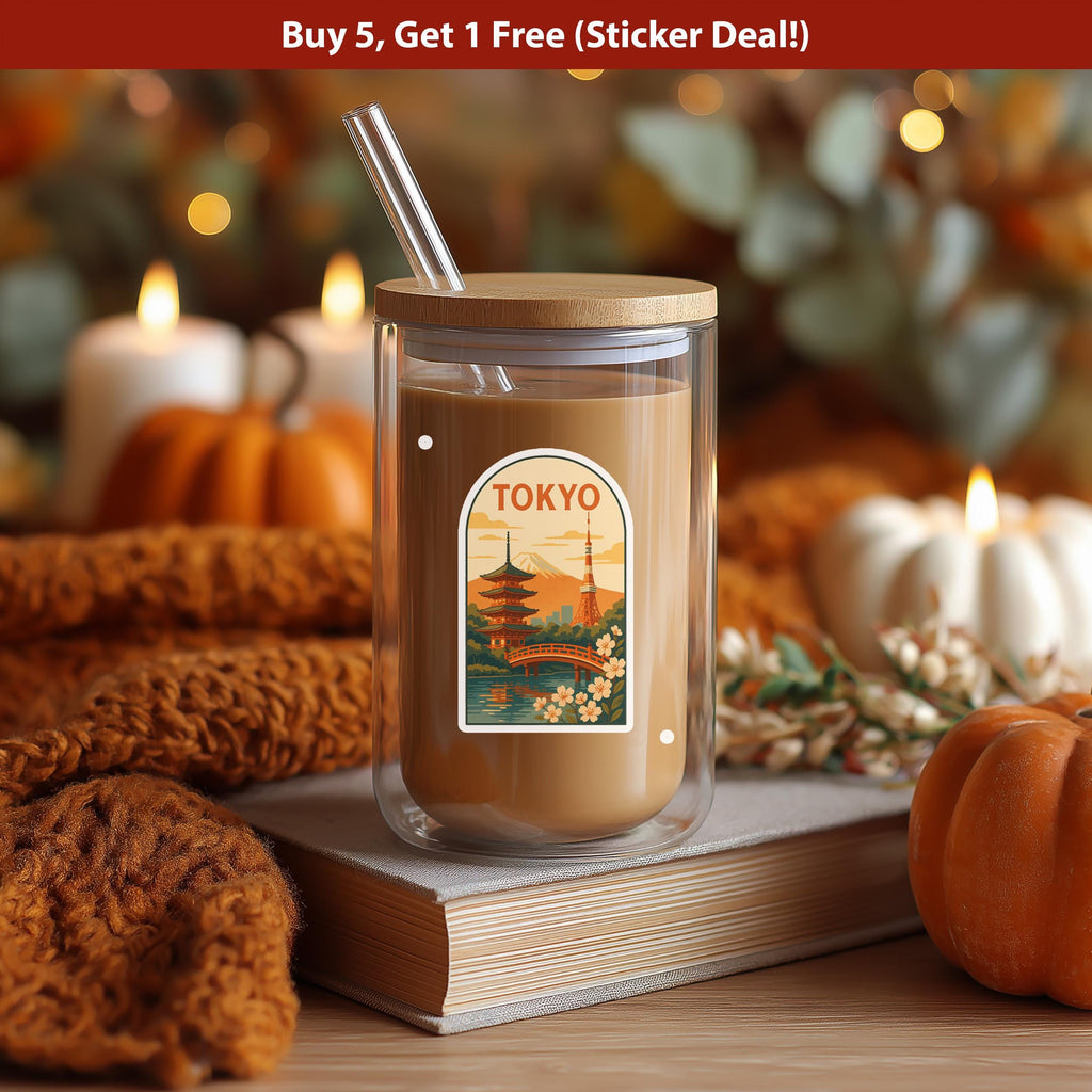 Tokyo Sticker Japan Decal, Vintage City Vinyl, Retro Travel Lover Collection, Journal Scrapbook