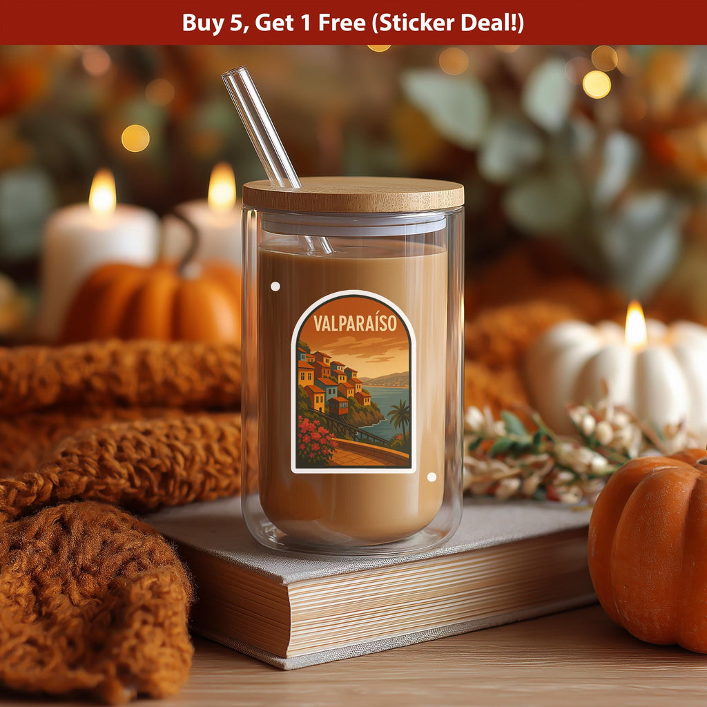 Valparaiso Chile Sticker, Vintage City Vinyl Decal, Retro Travel Lover Collection, Journal Scrapbook