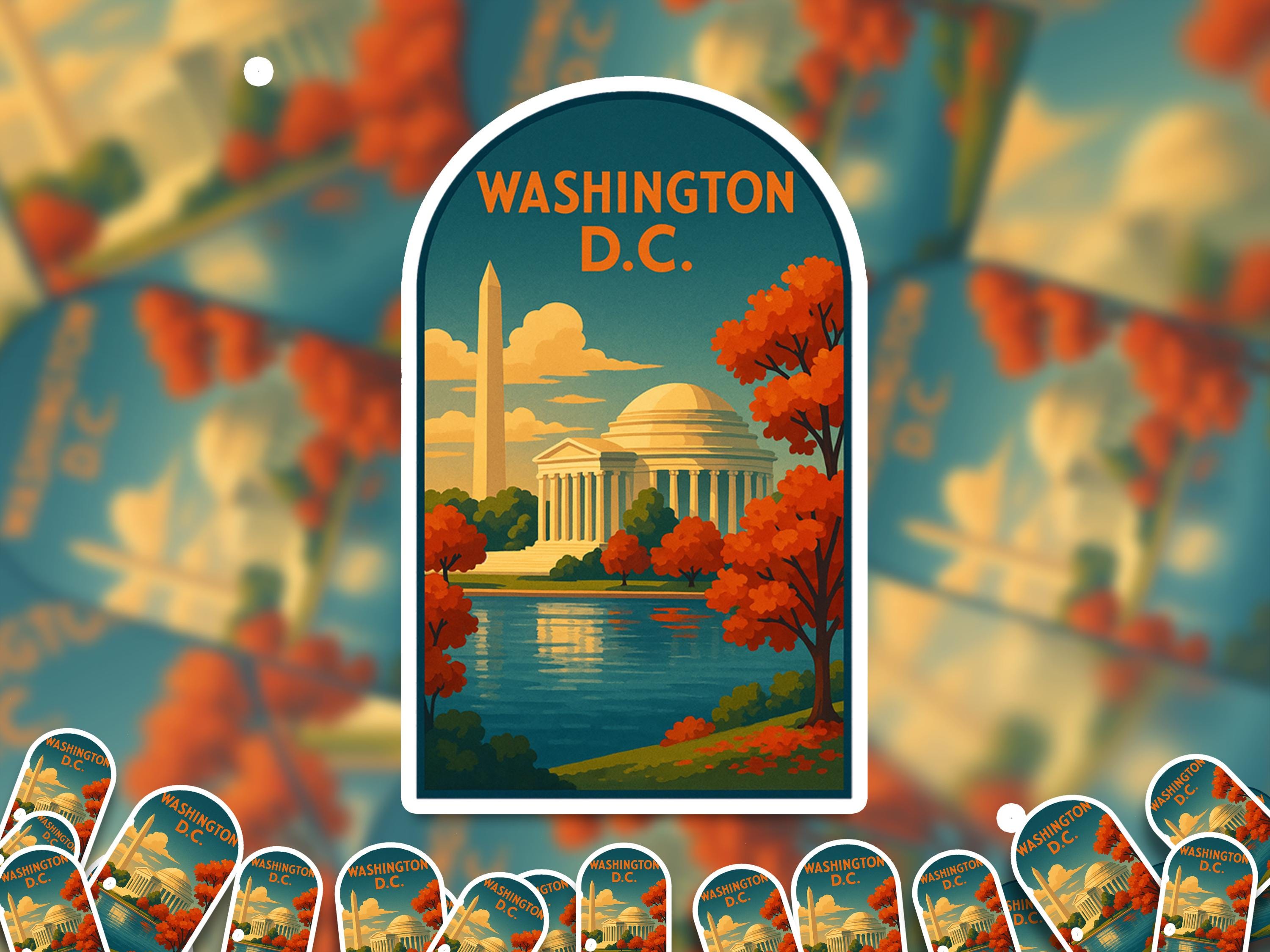 Washington DC Sticker, Vintage City Vinyl Decal, Retro Travel Lover Collection, Journal Scrapbook