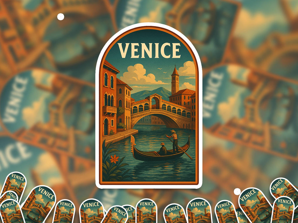 Venice Sticker Italy, Vintage City Vinyl Decal, Retro Travel Lover Collection, Journal Scrapbook
