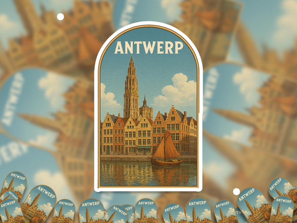 Antwerp Belgium Sticker, Vintage City Vinyl Decal, Retro Travel Lover Collection, Journal Scrapbook