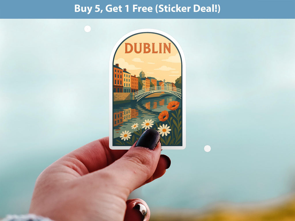 Dublin Sticker Ireland, Vintage City Vinyl Decal, Retro Travel Lover Collection, Journal Scrapbook