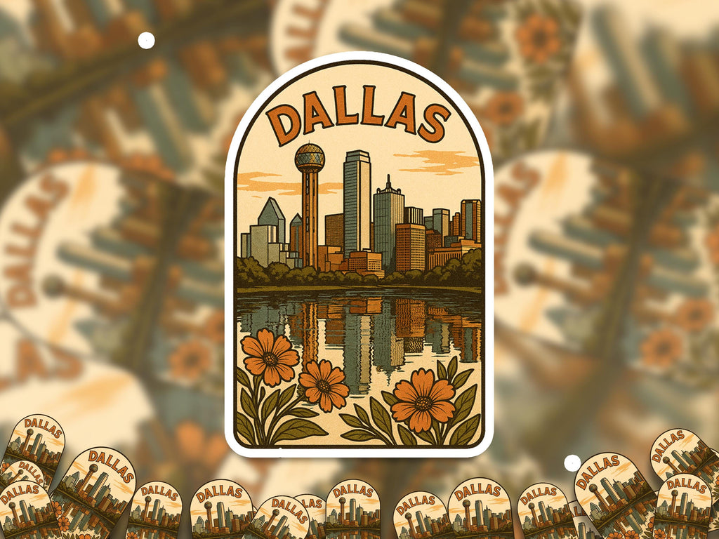 Dallas Texas Sticker, Vintage City Vinyl Decal, Retro Travel Lover Collection, Journal Scrapbook