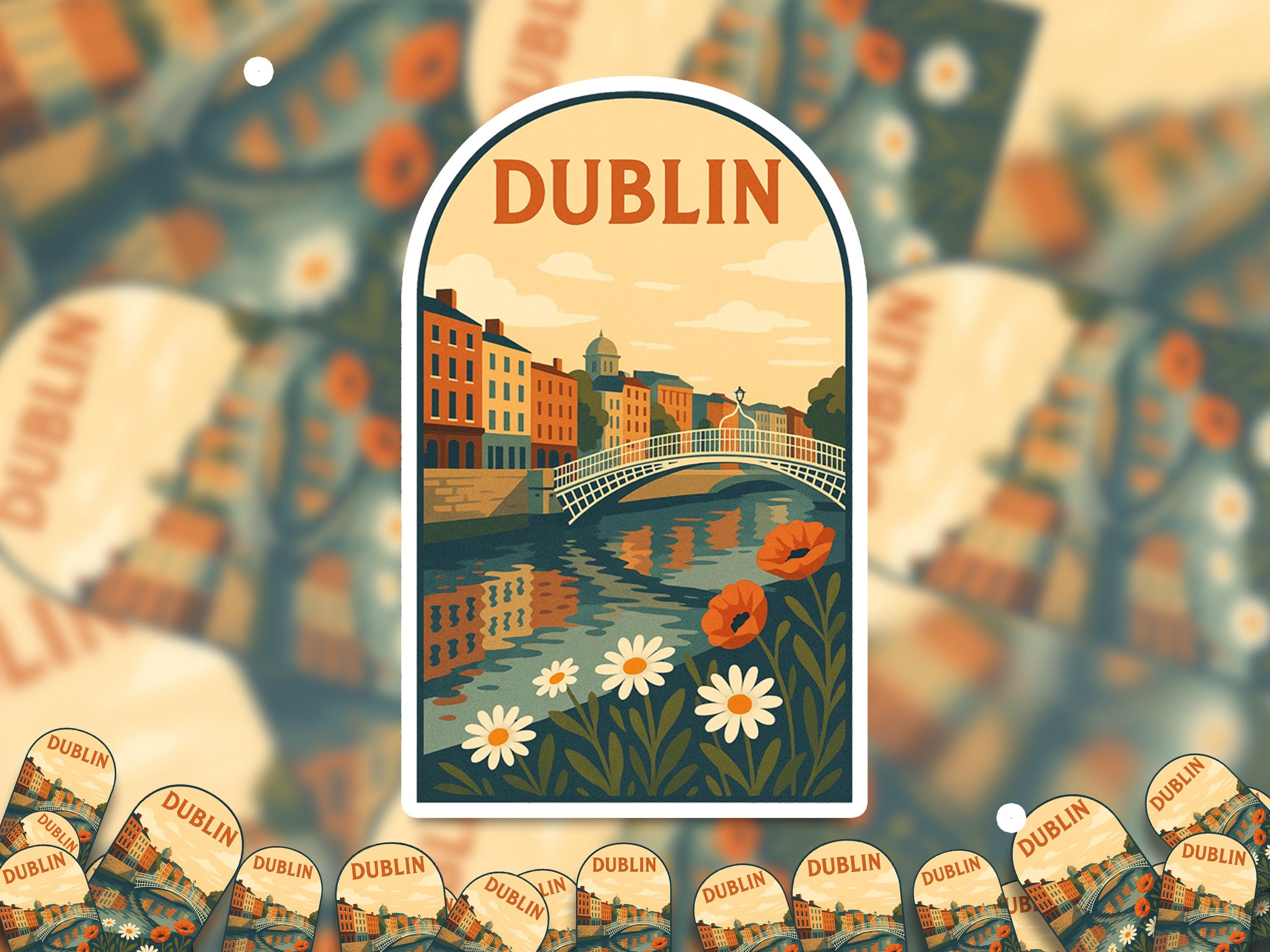 Dublin Sticker Ireland, Vintage City Vinyl Decal, Retro Travel Lover Collection, Journal Scrapbook