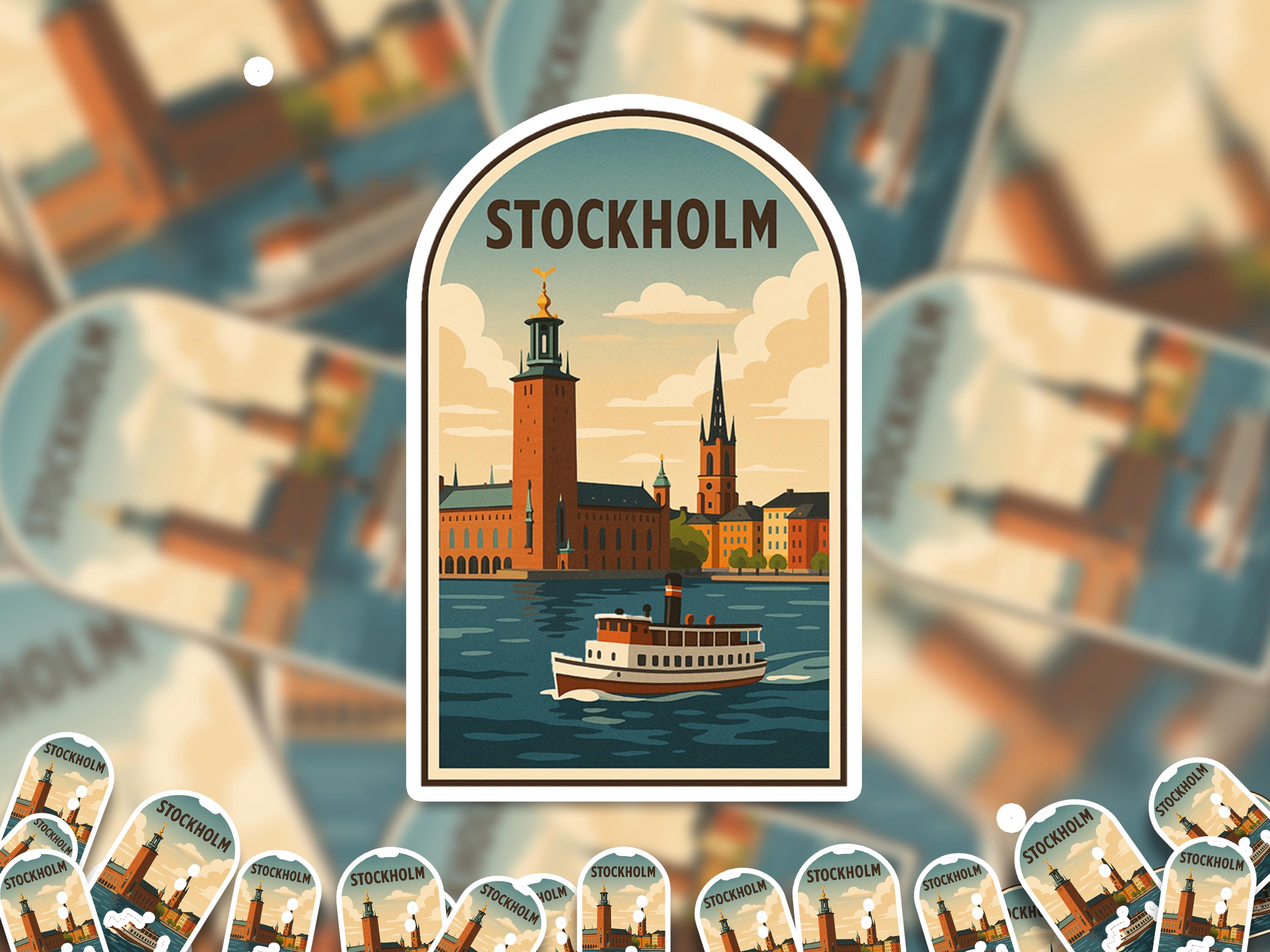 Stockholm Sweden Sticker, Vintage City Vinyl Decal, Retro Travel Lover Collection, Journal Scrapbook